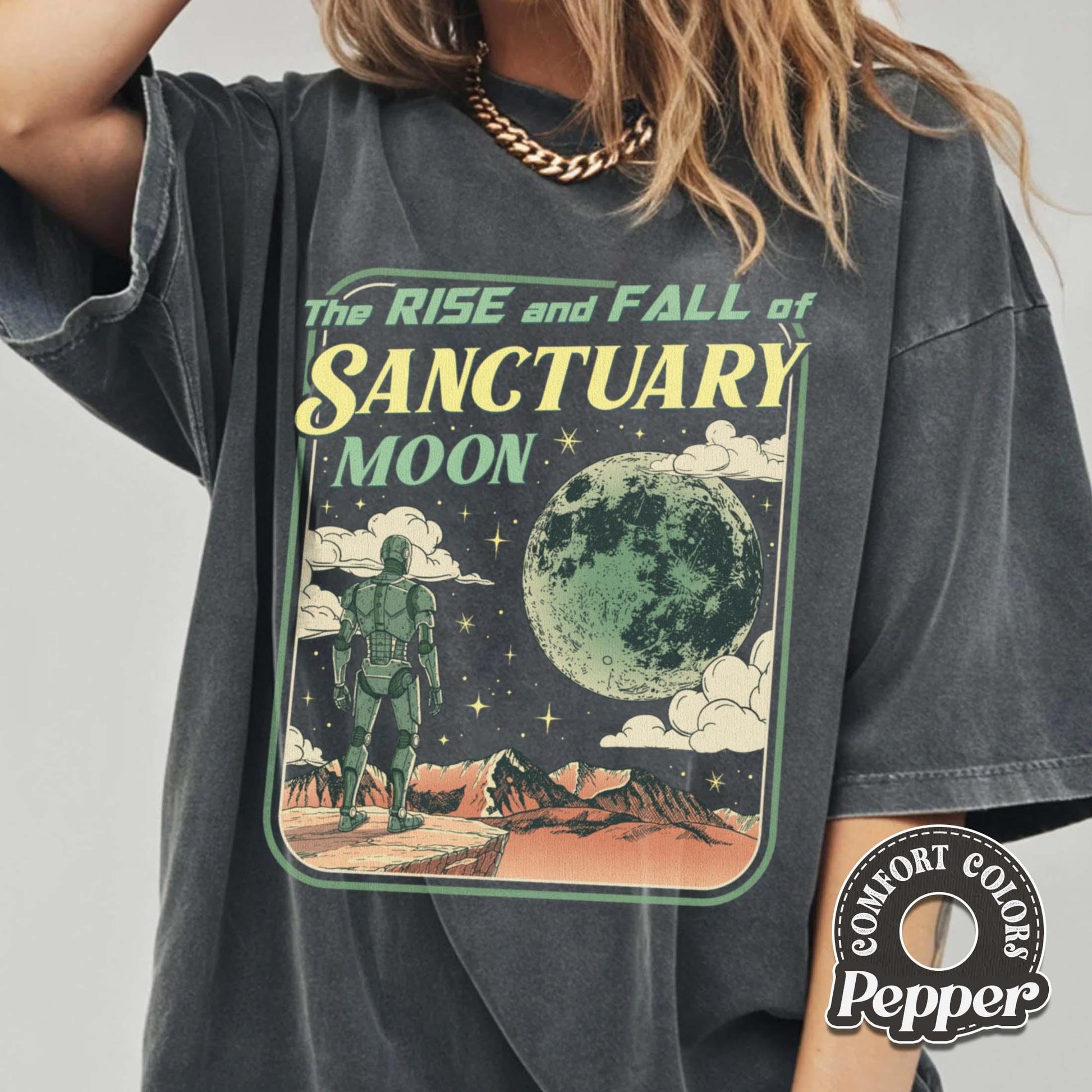 Rise and Fall of Sanctuary Moon Shirt – Retro Sci-Fi Book Lover Graphic Tee