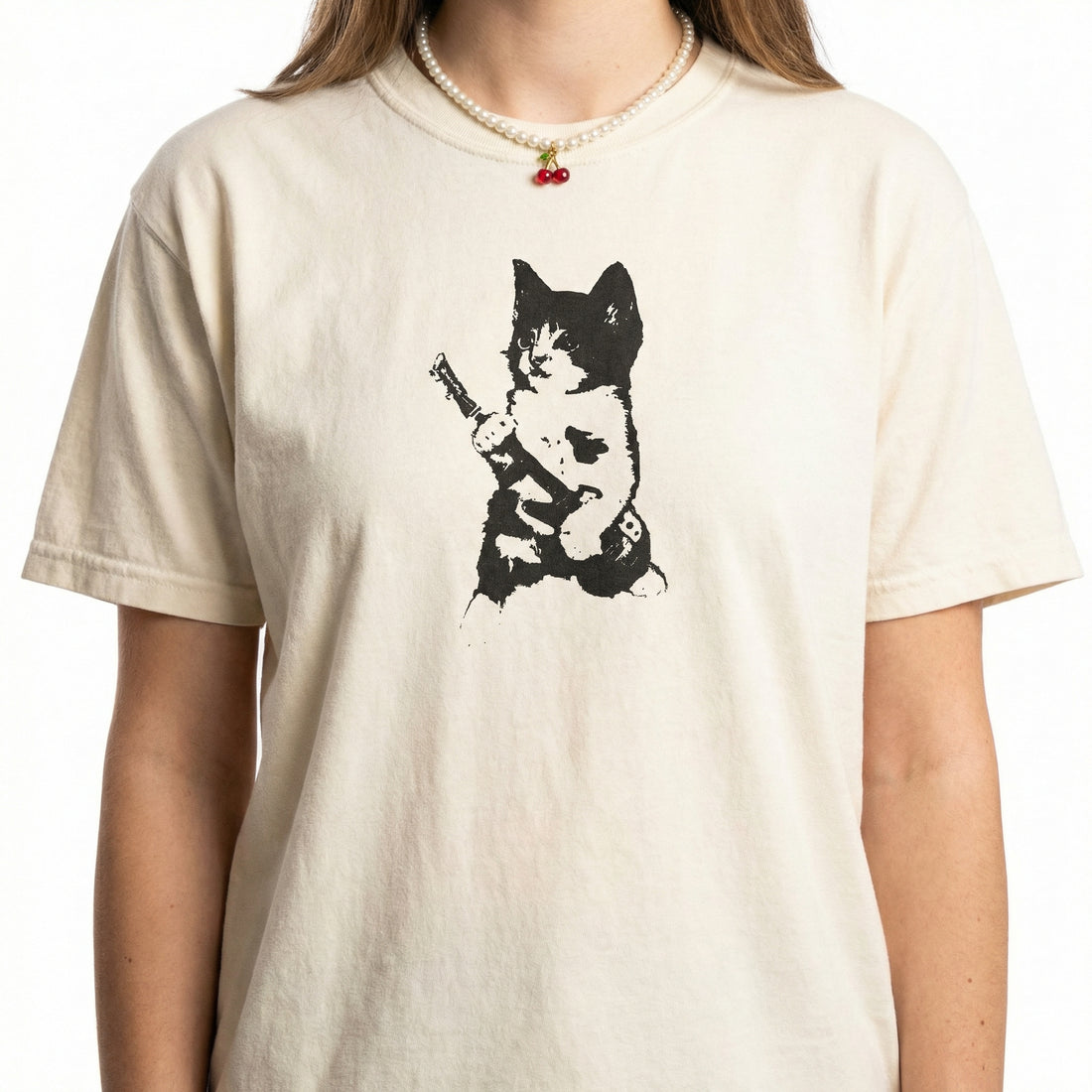 Rockstar Kitten Y2K Graphic T-Shirt – 90s Aesthetic Vintage Cat Tee – Retro Grunge Coquette