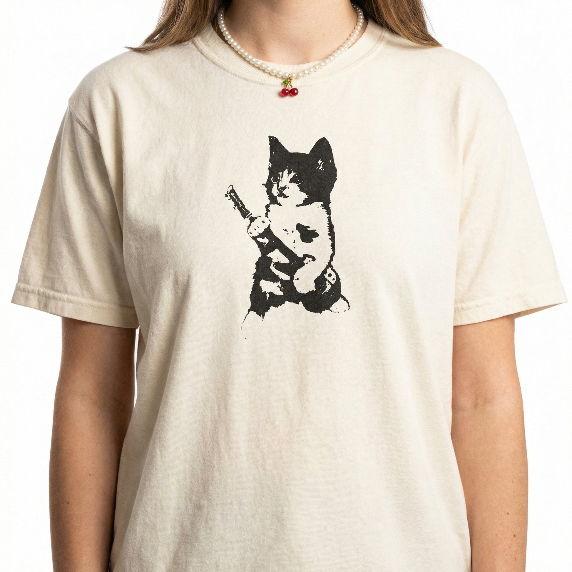 Rockstar Kitten Y2K Graphic T-Shirt – 90s Aesthetic Vintage Cat Tee – Retro Grunge Coquette