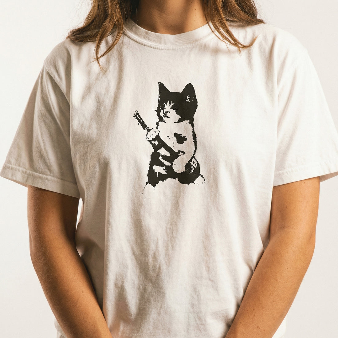 Rockstar Kitten Y2K Graphic T-Shirt – 90s Aesthetic Vintage Cat Tee – Retro Grunge Coquette