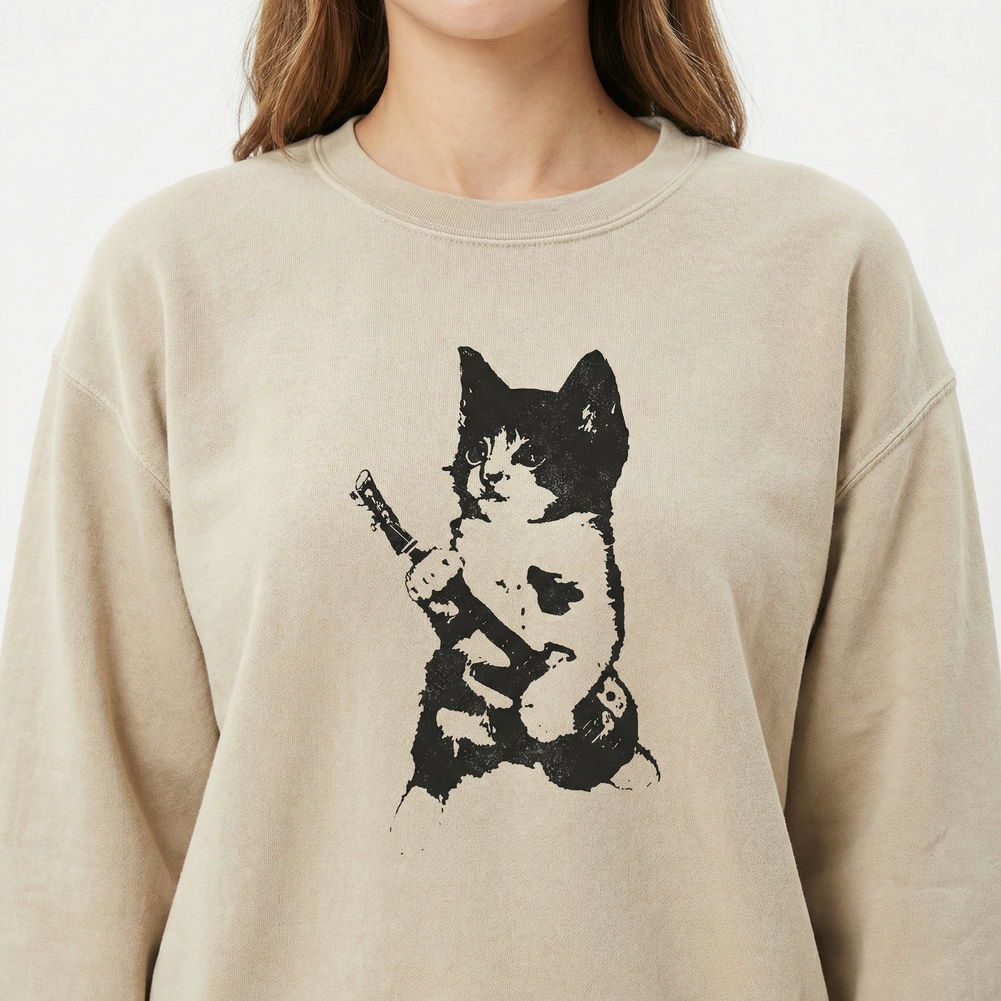 Rockstar Kitten Y2K Graphic T-Shirt – 90s Aesthetic Vintage Cat Tee – Retro Grunge Coquette
