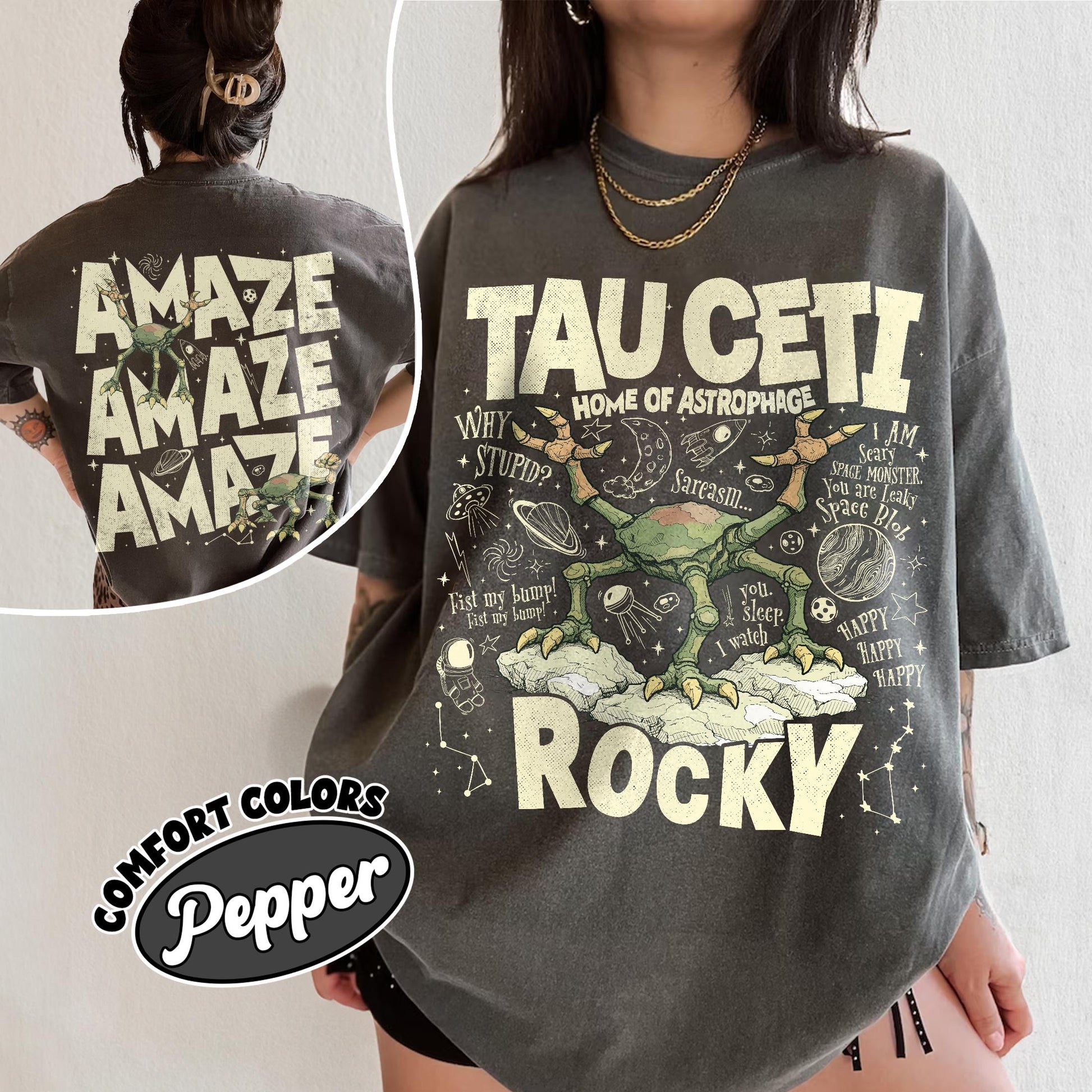 Rocky Tau Ceti Astrophage Graphic T-Shirt – Sci-Fi Lover Gift Tee