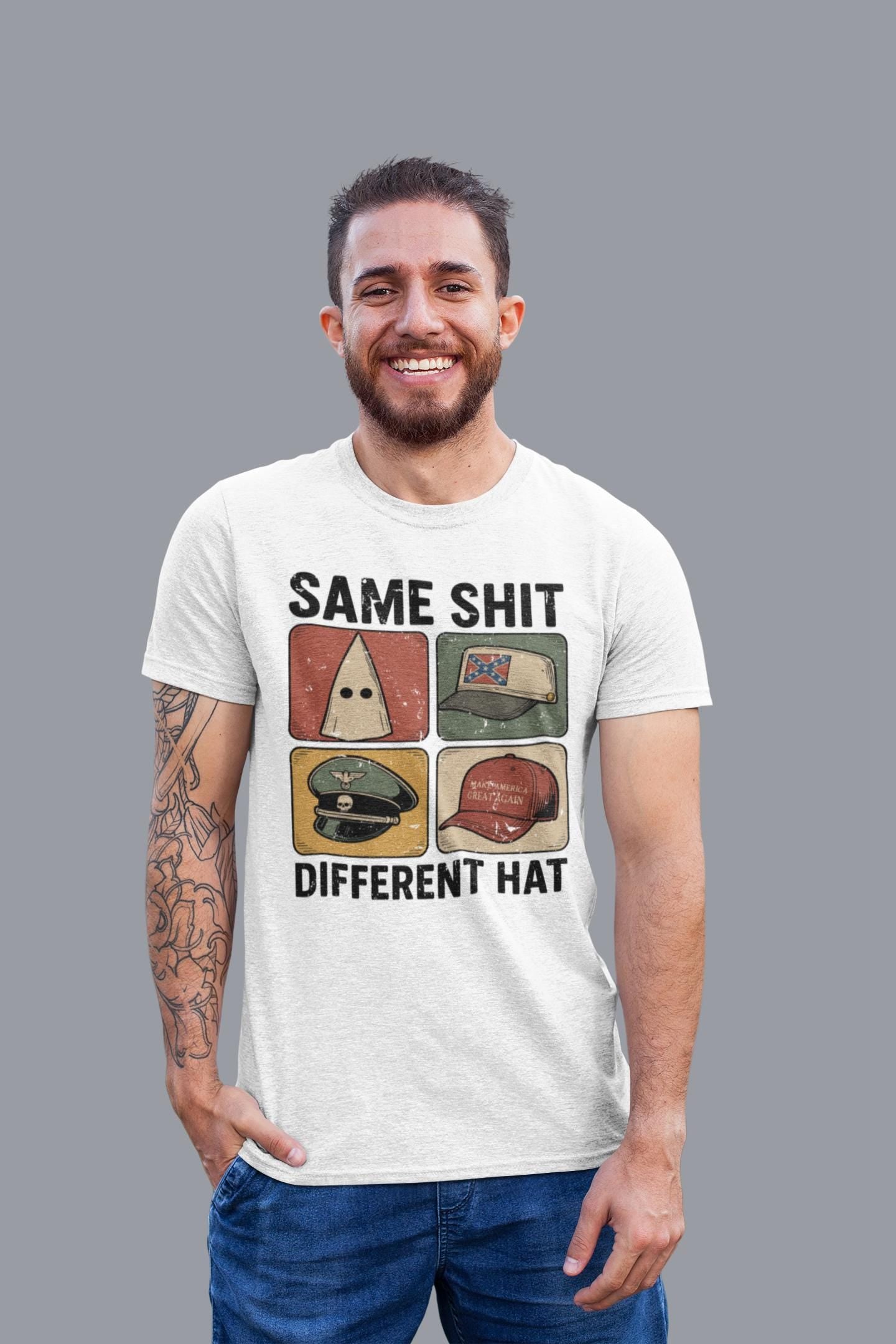 Same Shit Different Hat Shirt - Funny Protest Parody Graphic Tee