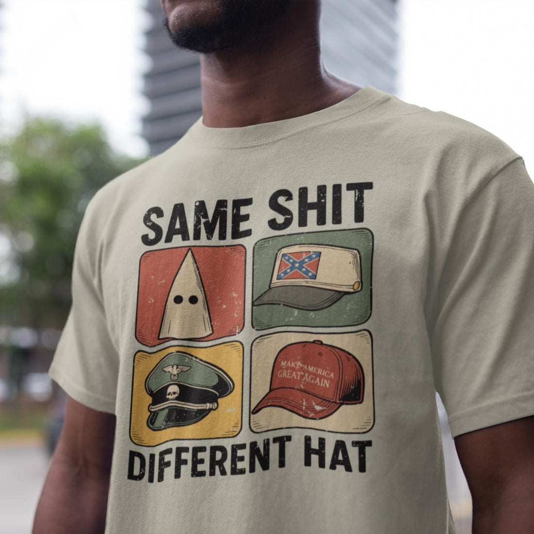 Same Shit Different Hat Shirt - Funny Protest Parody Graphic Tee