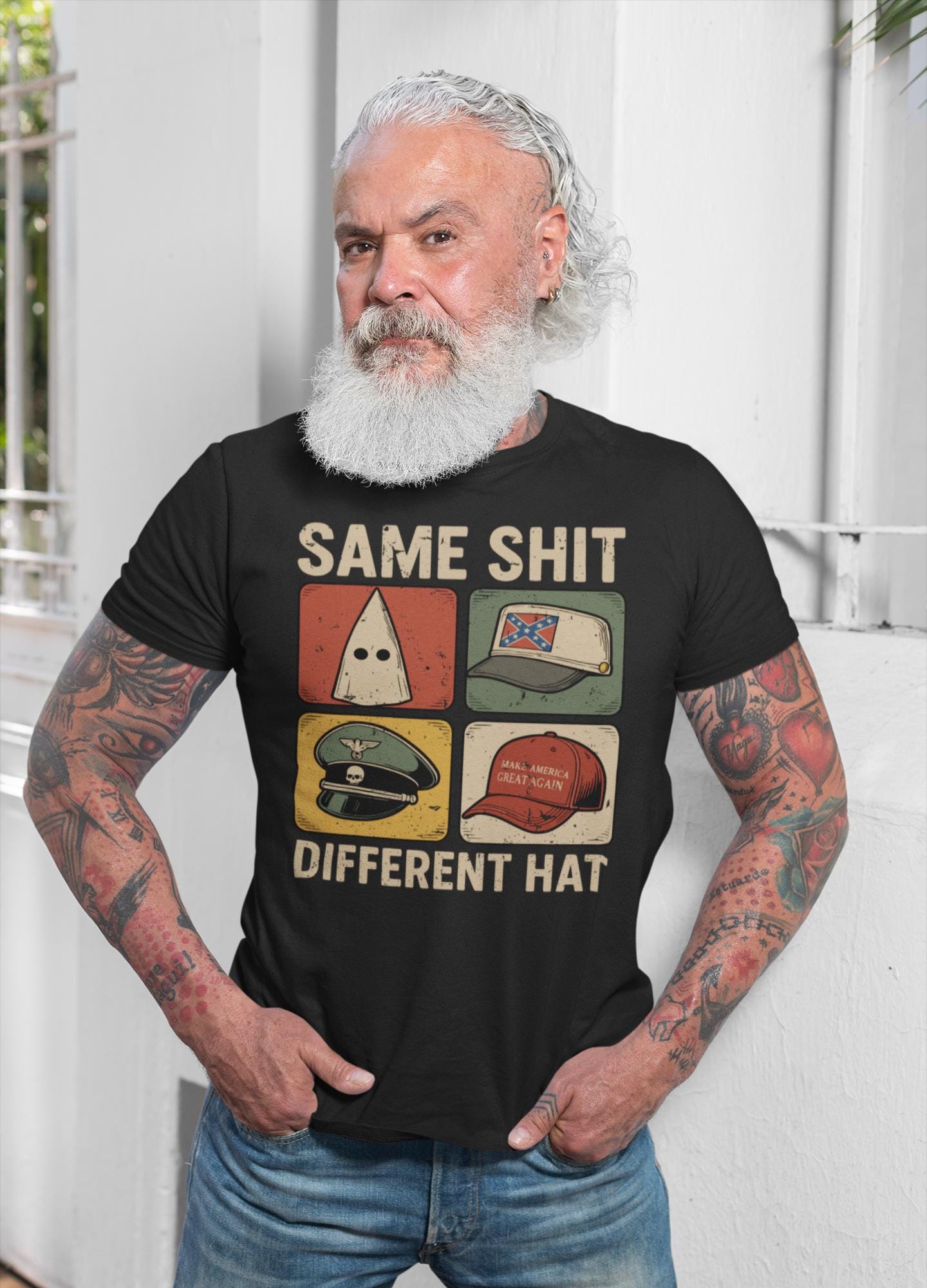 Same Shit Different Hat Shirt - Funny Protest Parody Graphic Tee