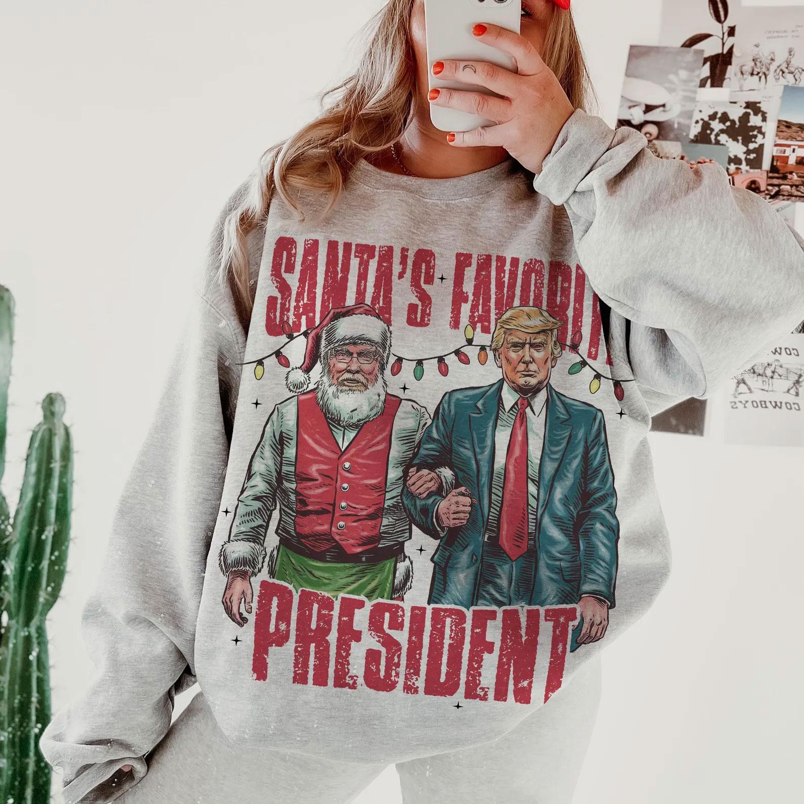 Santa Trump Sweatshirt – MAGA Christmas Shirt – Republican Holiday Tee
