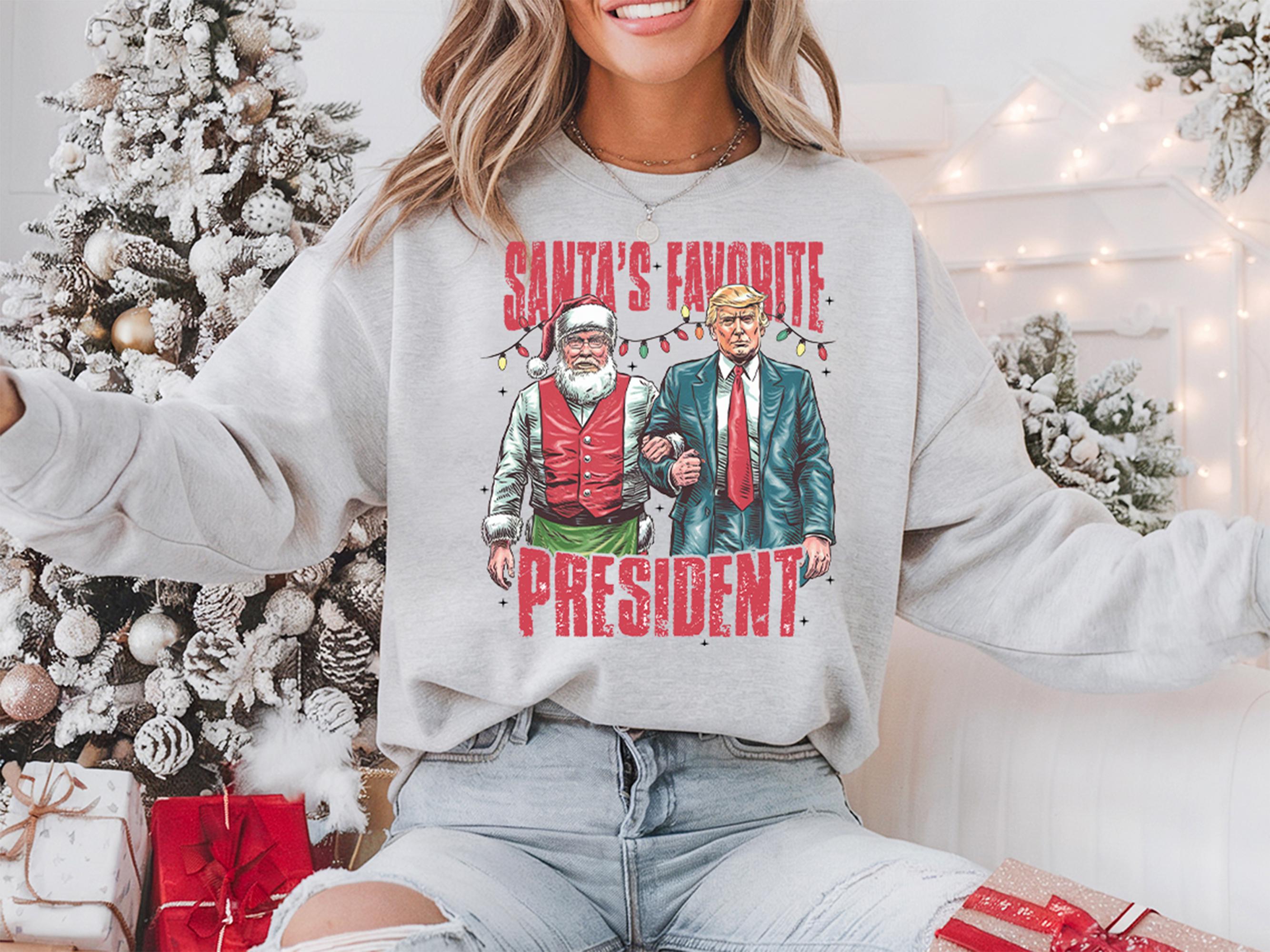 Santa Trump Sweatshirt – MAGA Christmas Shirt – Republican Holiday Tee