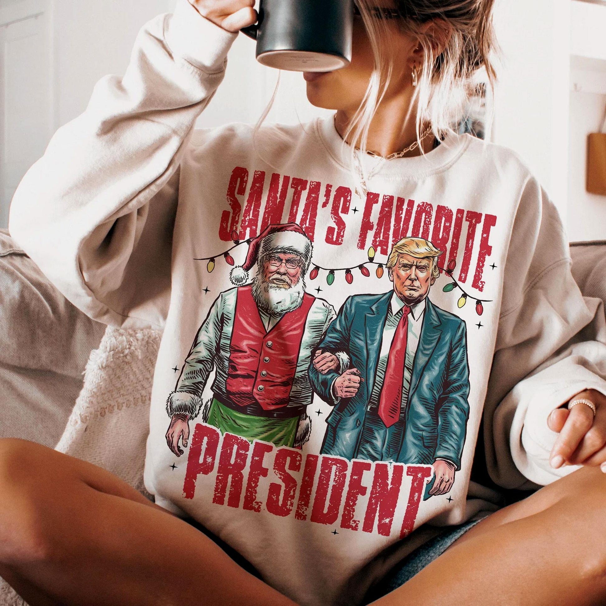 Santa Trump Sweatshirt – MAGA Christmas Shirt – Republican Holiday Tee
