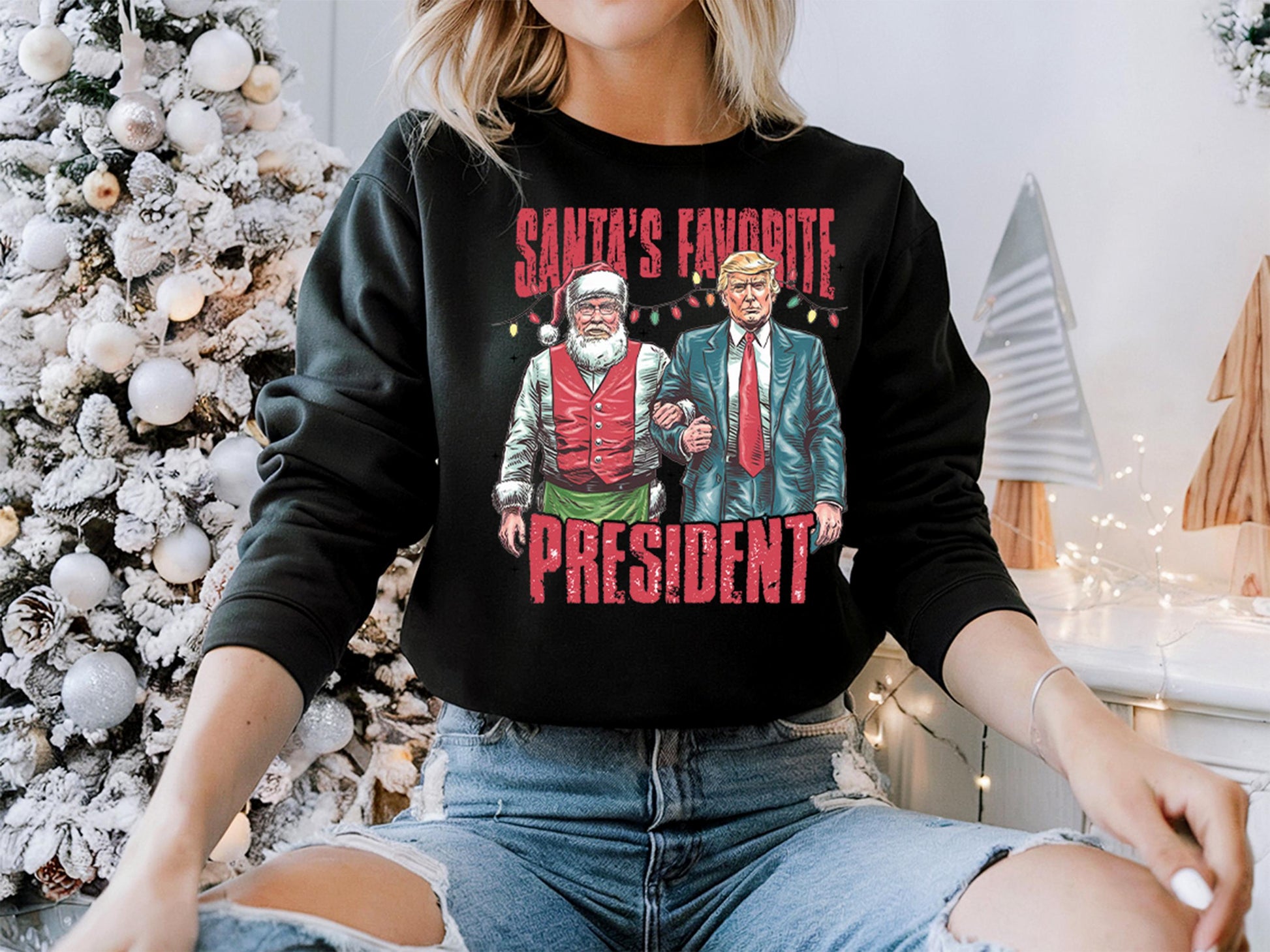 Santa Trump Sweatshirt – MAGA Christmas Shirt – Republican Holiday Tee