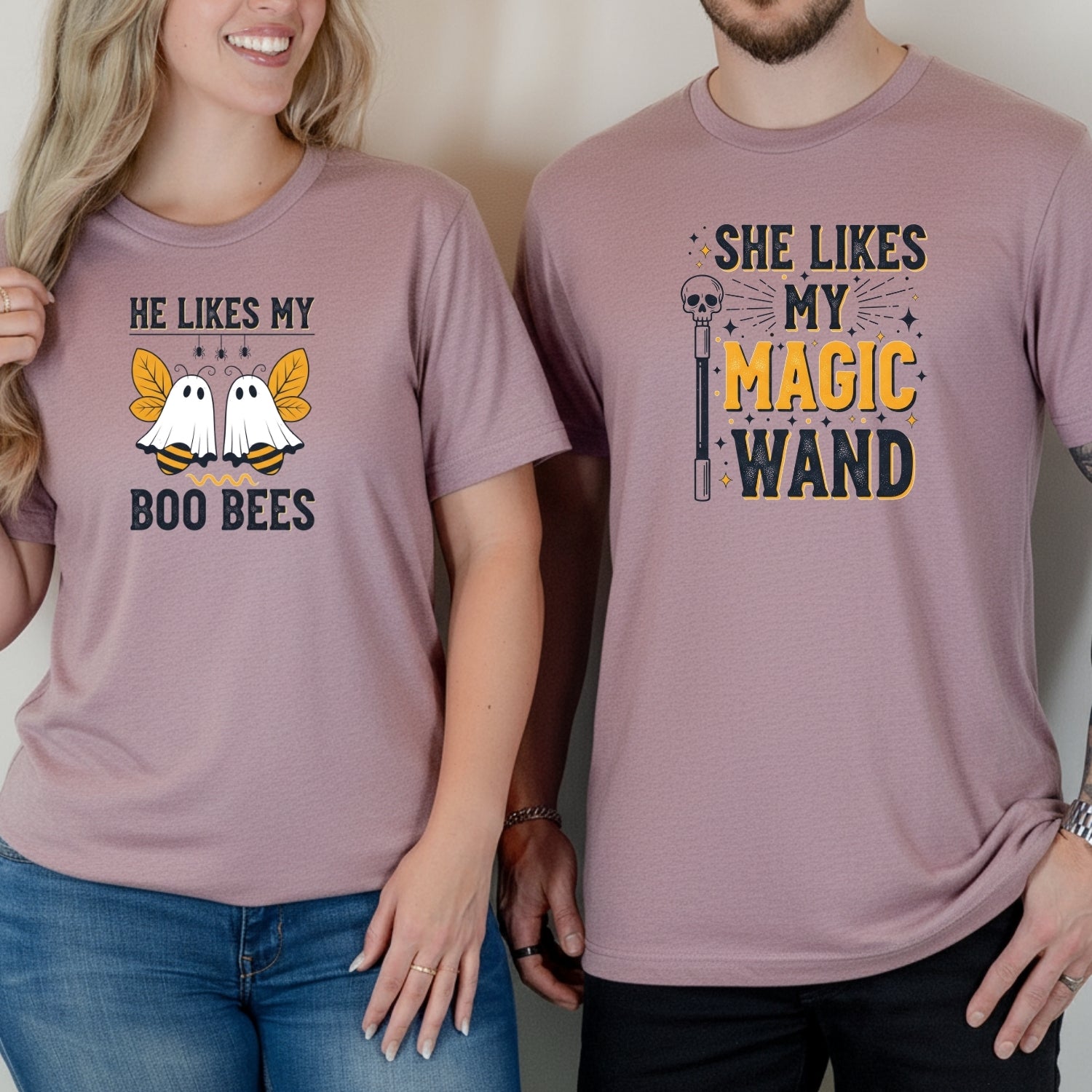 She Likes My Magic Wand He Likes My Boo Bees Matching T-Shirts For Couples