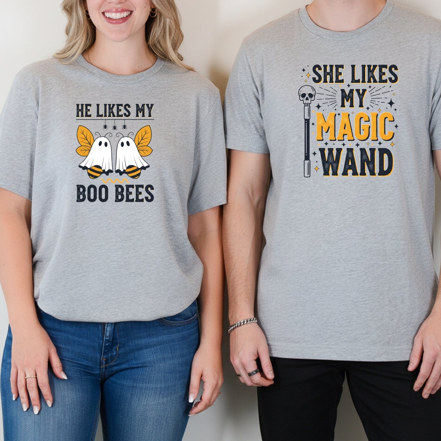 She Likes My Magic Wand He Likes My Boo Bees Matching T-Shirts For Couples