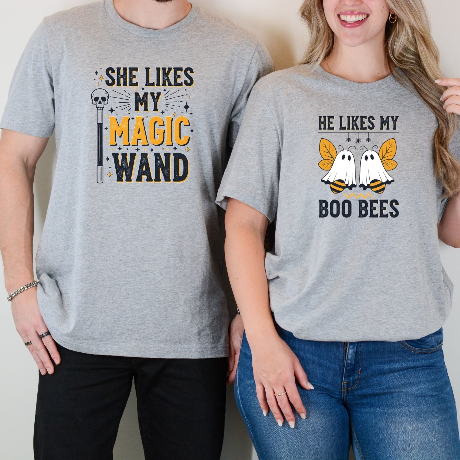 She Likes My Magic Wand He Likes My Boo Bees Matching T-Shirts For Couples