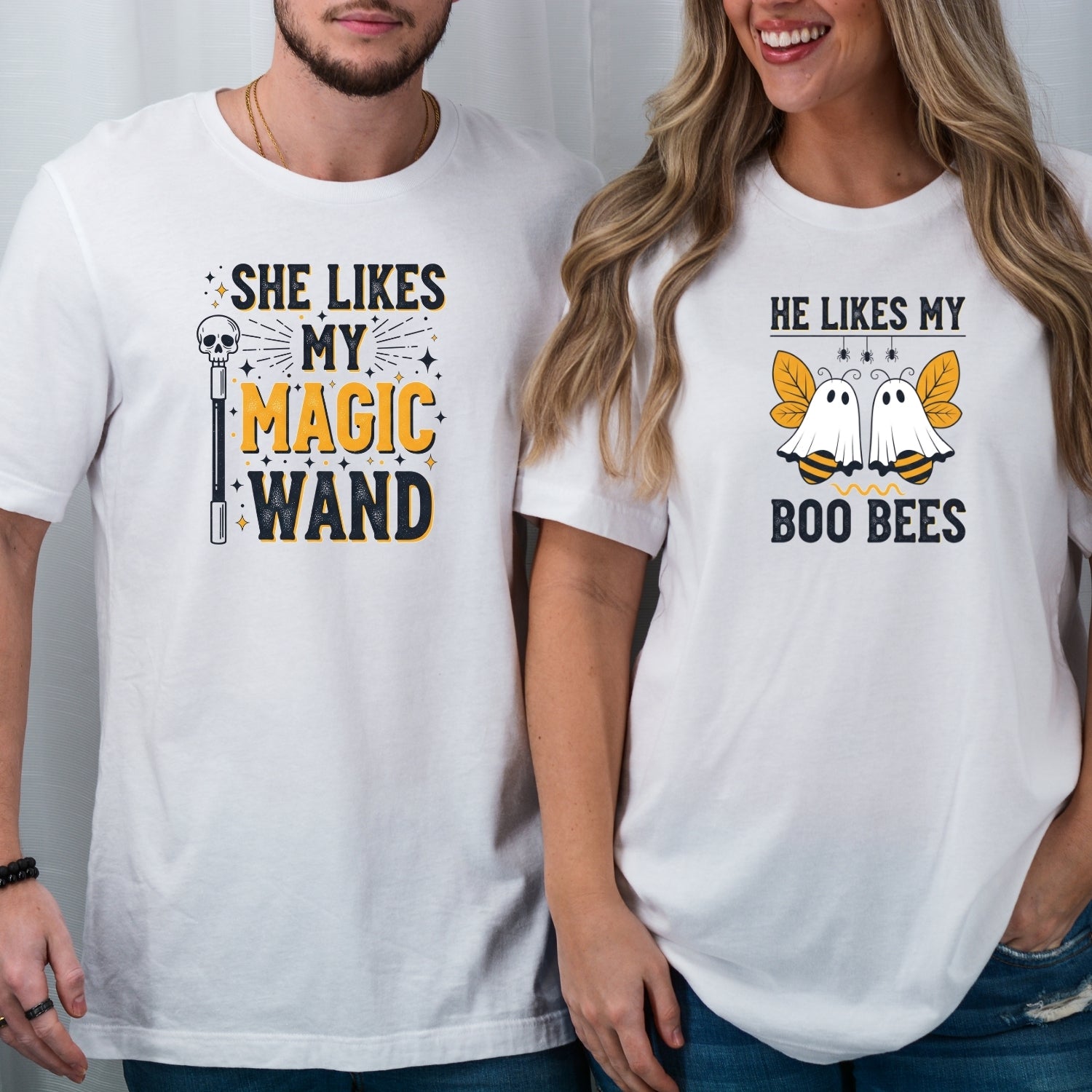 She Likes My Magic Wand He Likes My Boo Bees Matching T-Shirts For Couples