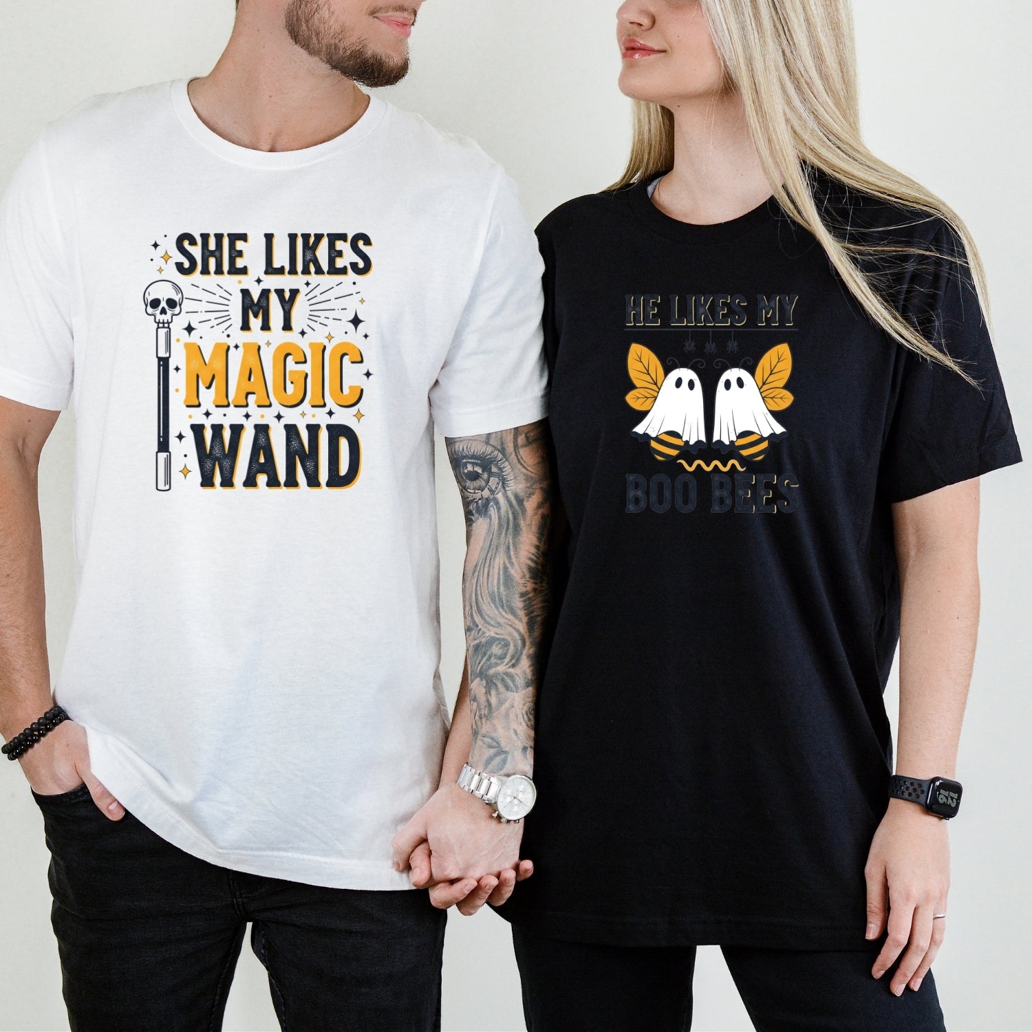 She Likes My Magic Wand He Likes My Boo Bees Matching T-Shirts For Couples