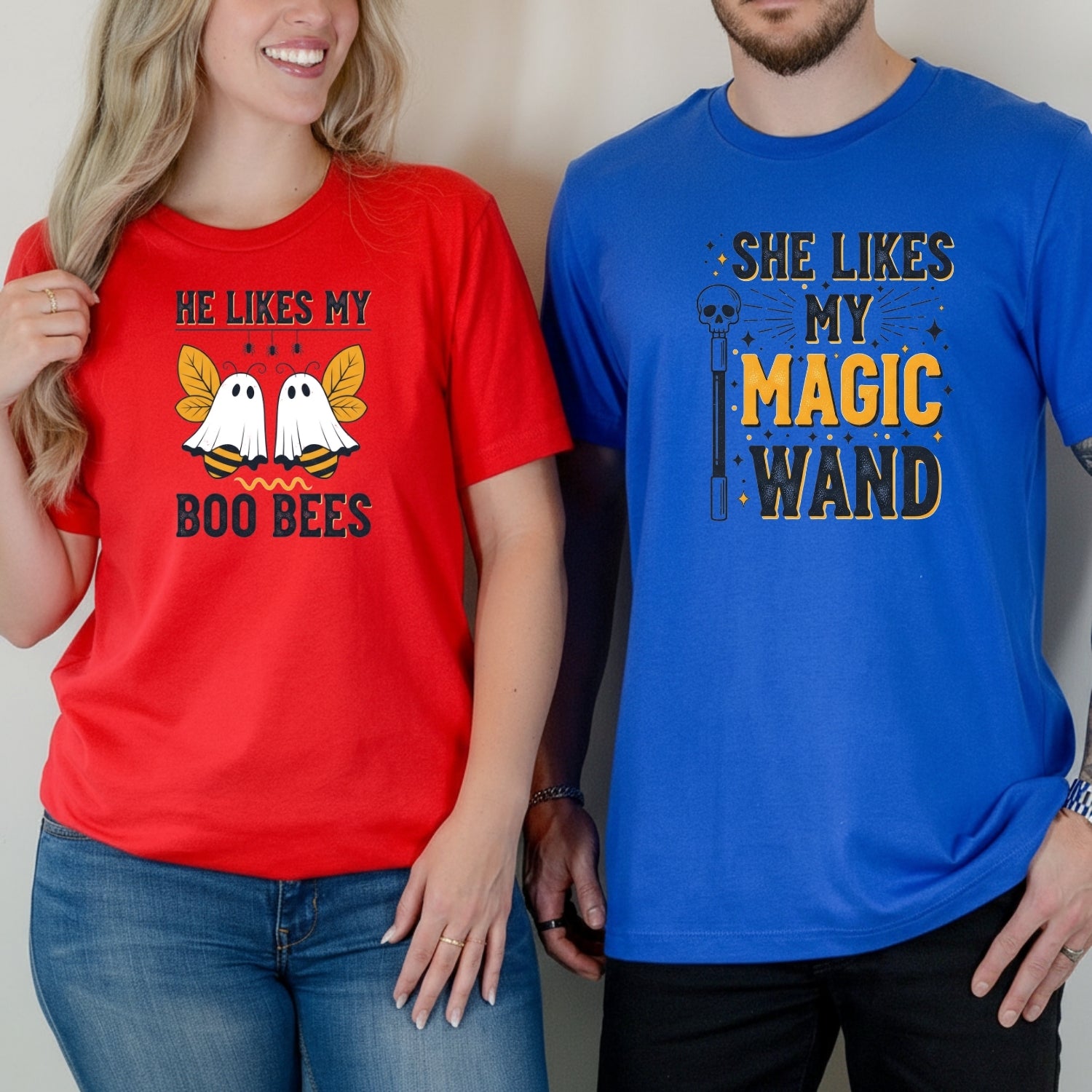 She Likes My Magic Wand He Likes My Boo Bees Matching T-Shirts For Couples