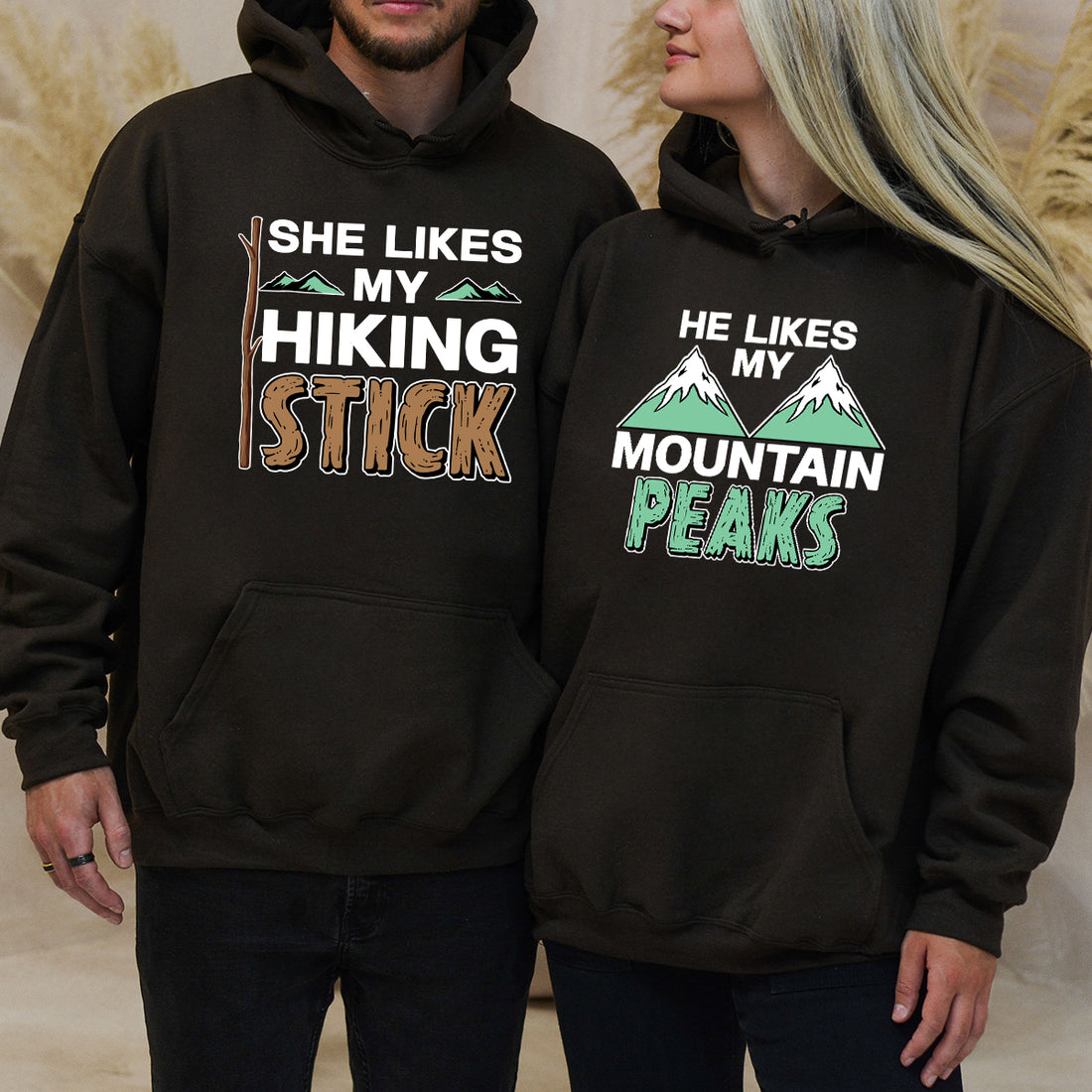She Likes My Hiking Stick He Like My Peaks Matching Hoodies For Couples