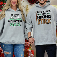 She Likes My Hiking Stick He Like My Peaks Matching Hoodies For Couples