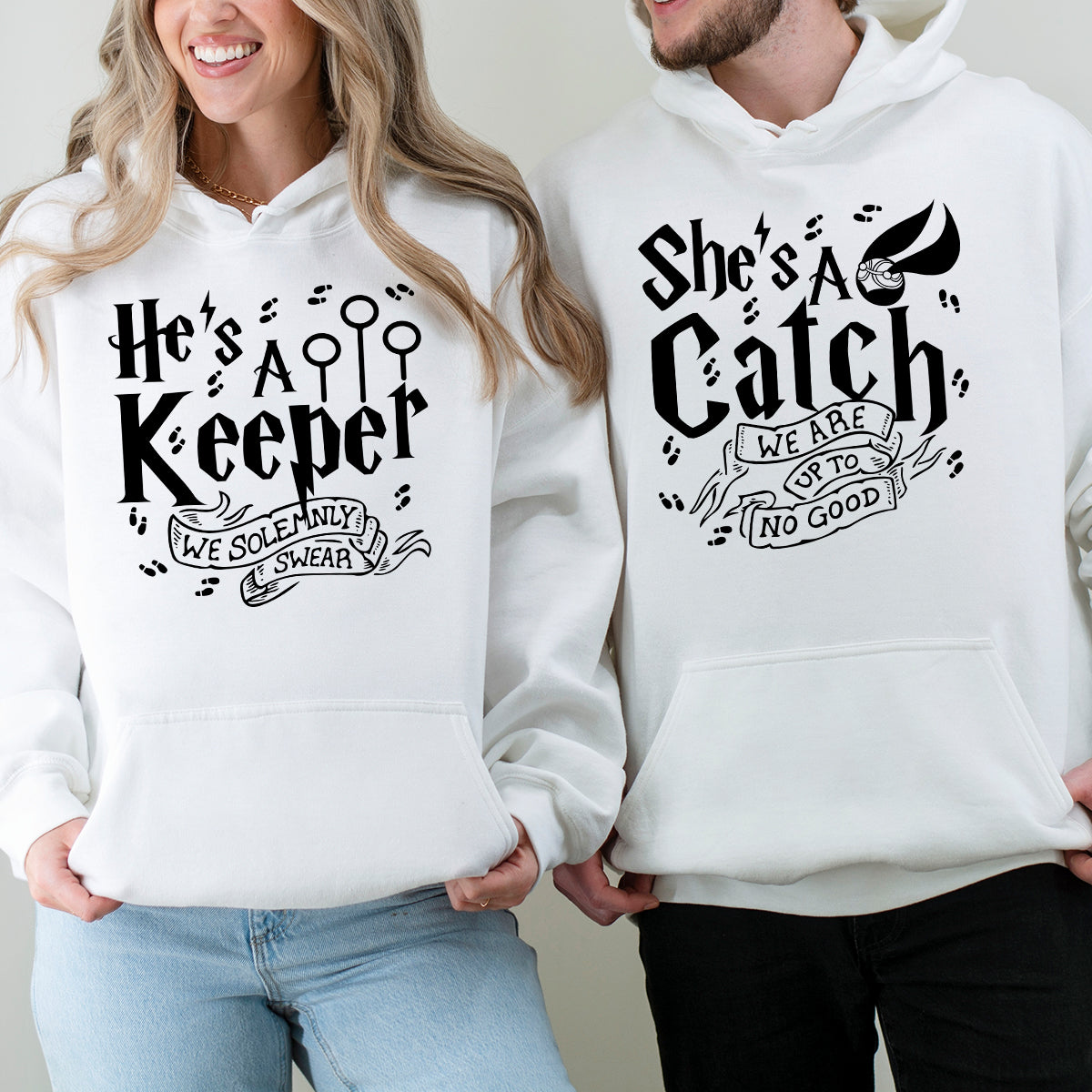 She's A Catch, He's A Keeper Matching Hoodies For Couples