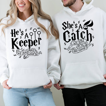 She's A Catch, He's A Keeper Matching Hoodies For Couples