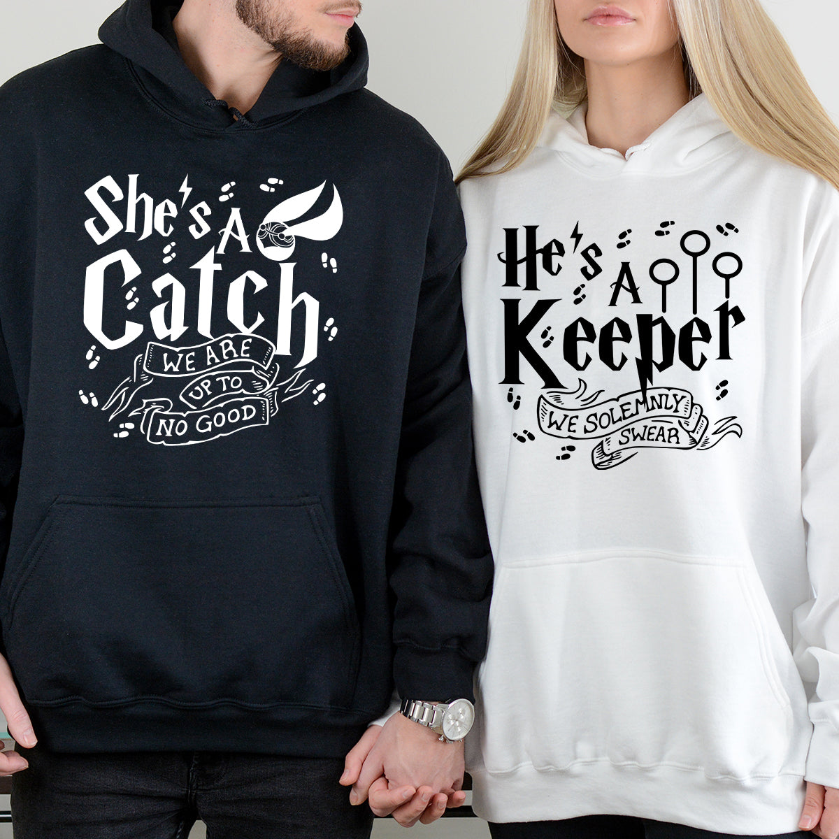 She's A Catch, He's A Keeper Matching Hoodies For Couples