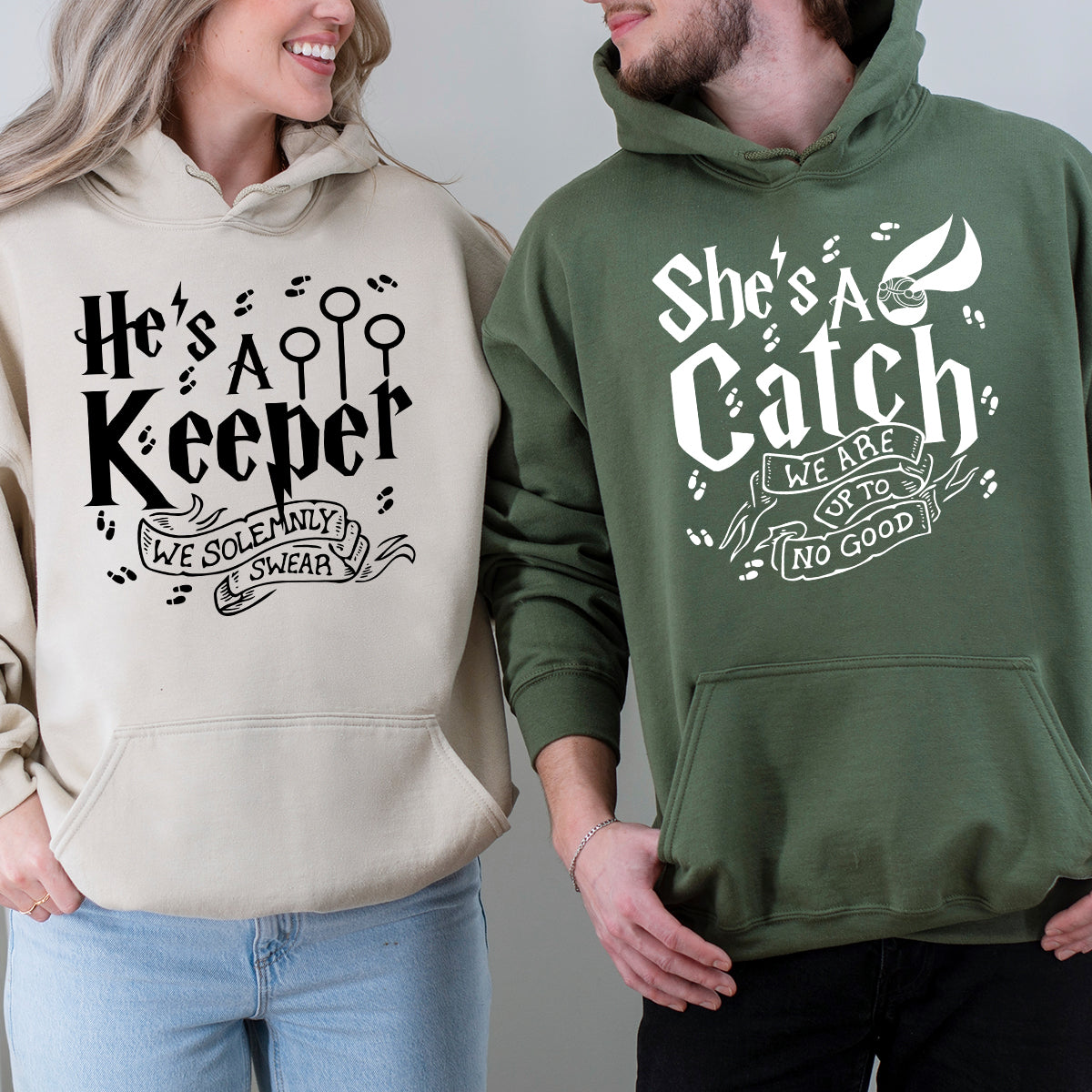 She's A Catch, He's A Keeper Matching Hoodies For Couples
