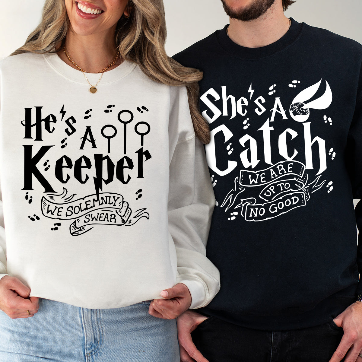 She's A Catch, He's A Keeper Matching Hoodies For Couples