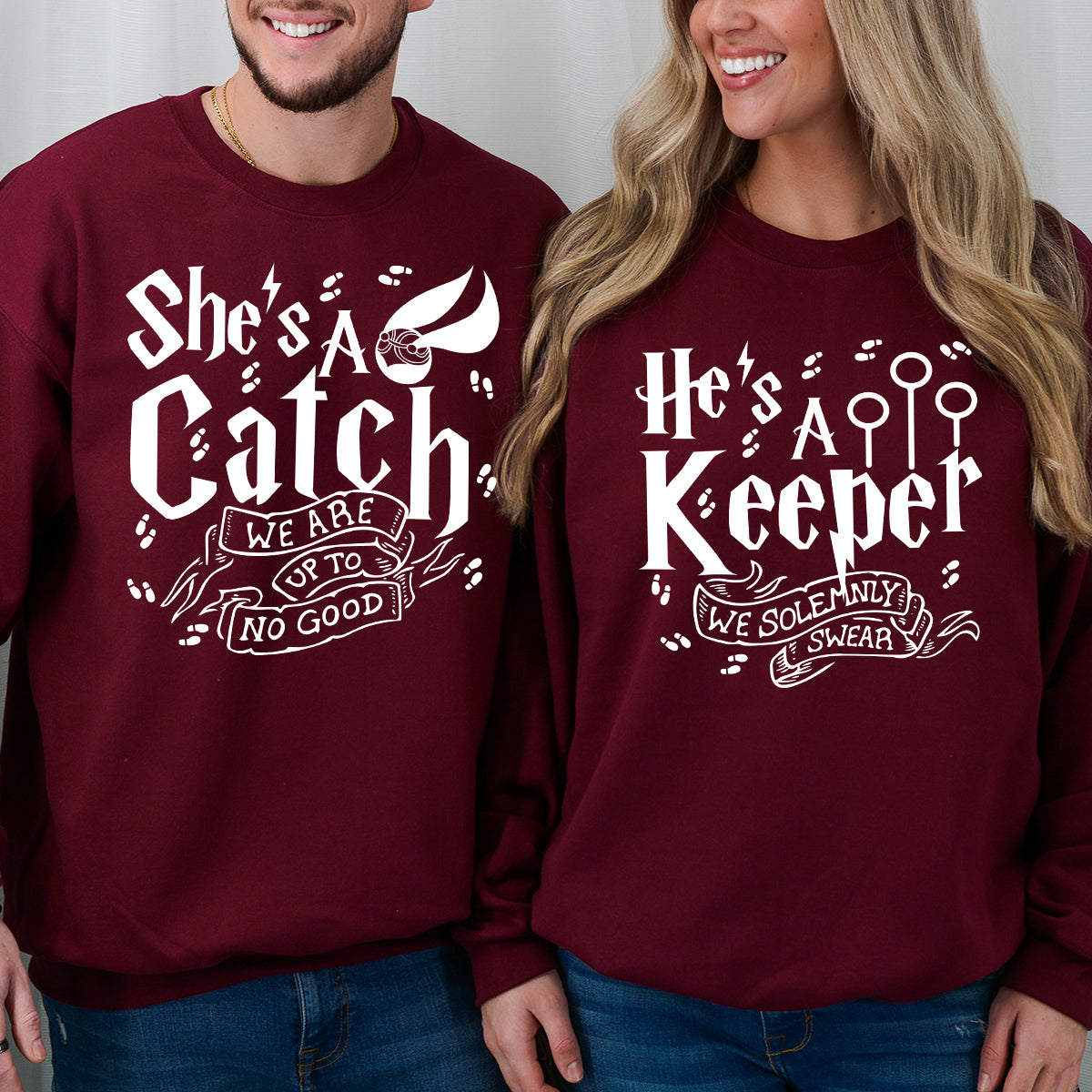 She's A Catch, He's A Keeper Matching Hoodies For Couples