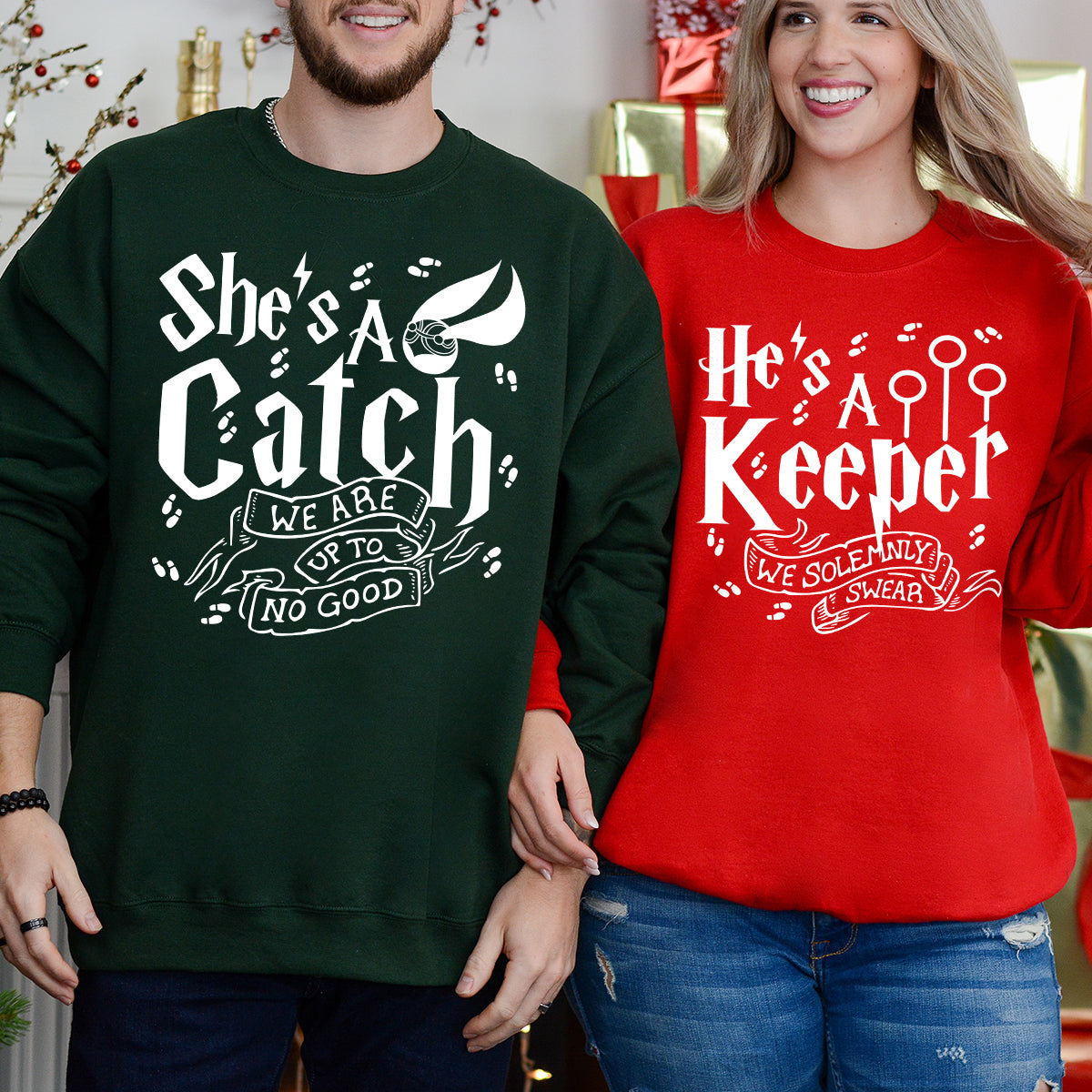 She's A Catch, He's A Keeper Matching Hoodies For Couples