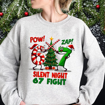 Silent Night Christmas Sweatshirt – Funny Six Seven Meme Shirt, Christmas 6-7 Holiday Tee