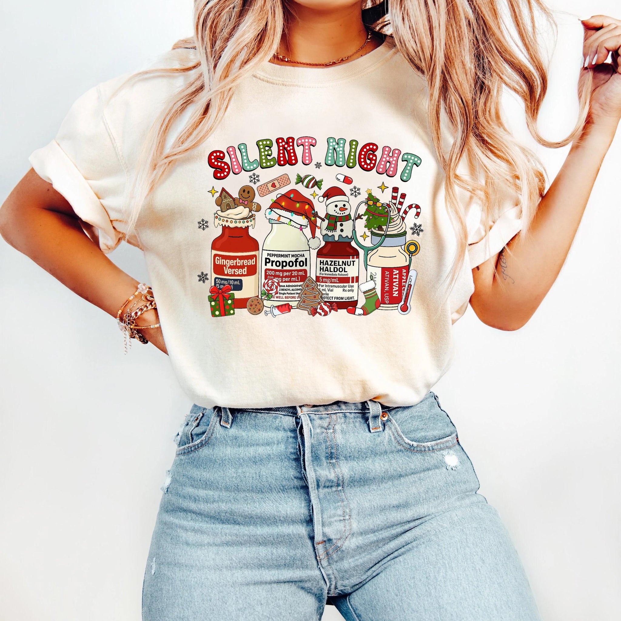 Silent Night ICU Nurse Christmas Sweatshirt – Medical Holiday Shirt