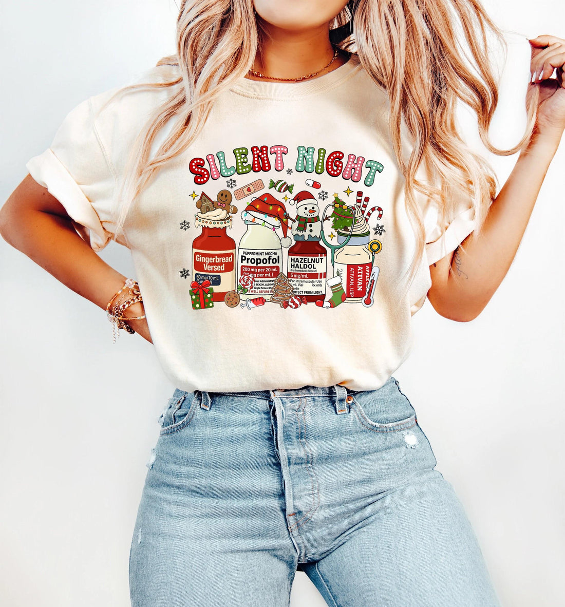 Silent Night ICU Nurse Christmas Sweatshirt – Medical Holiday Shirt