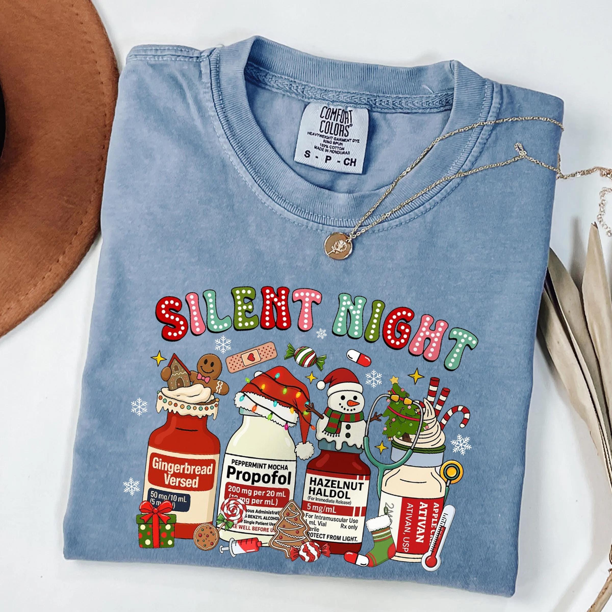 Silent Night ICU Nurse Christmas Sweatshirt – Medical Holiday Shirt