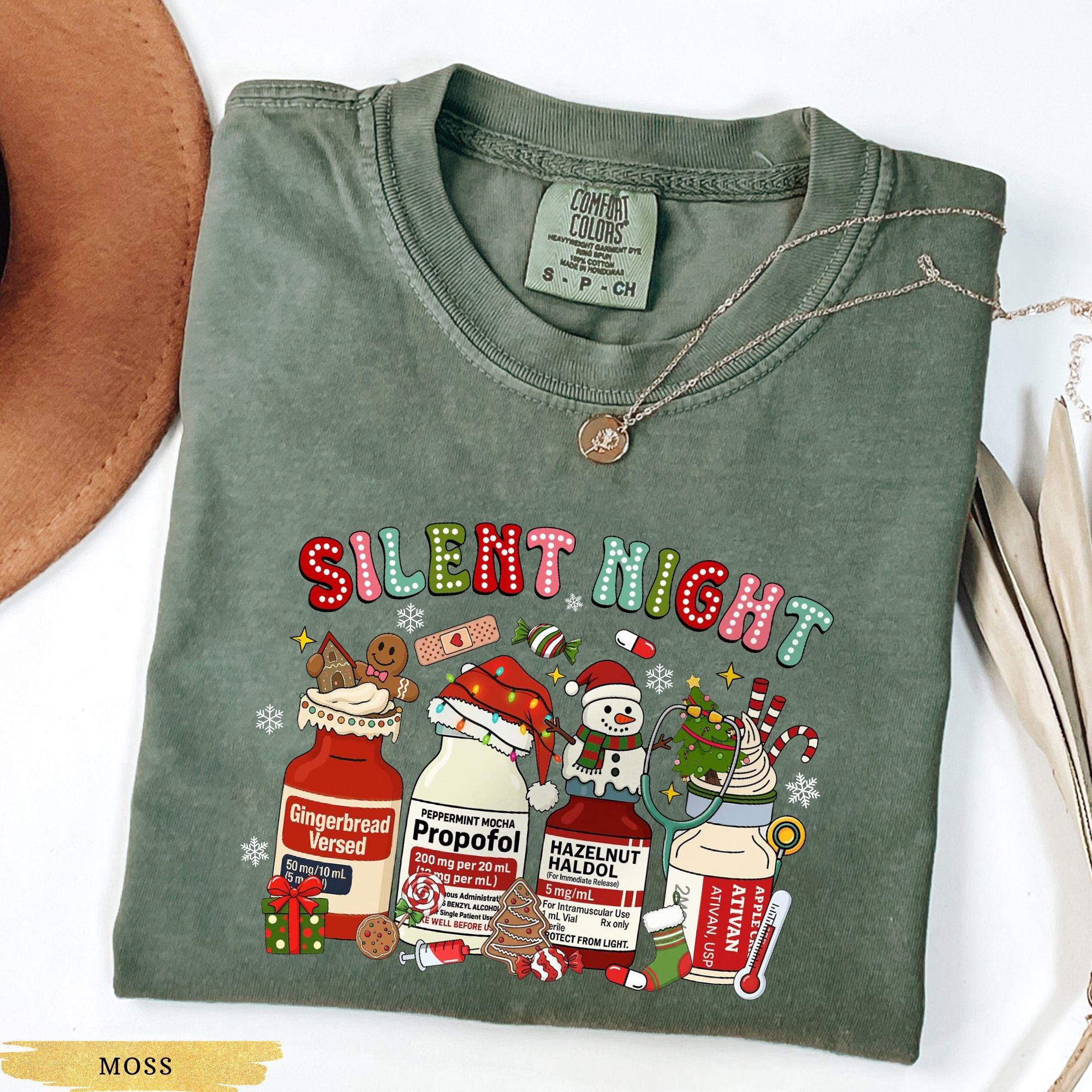 Silent Night ICU Nurse Christmas Sweatshirt – Medical Holiday Shirt