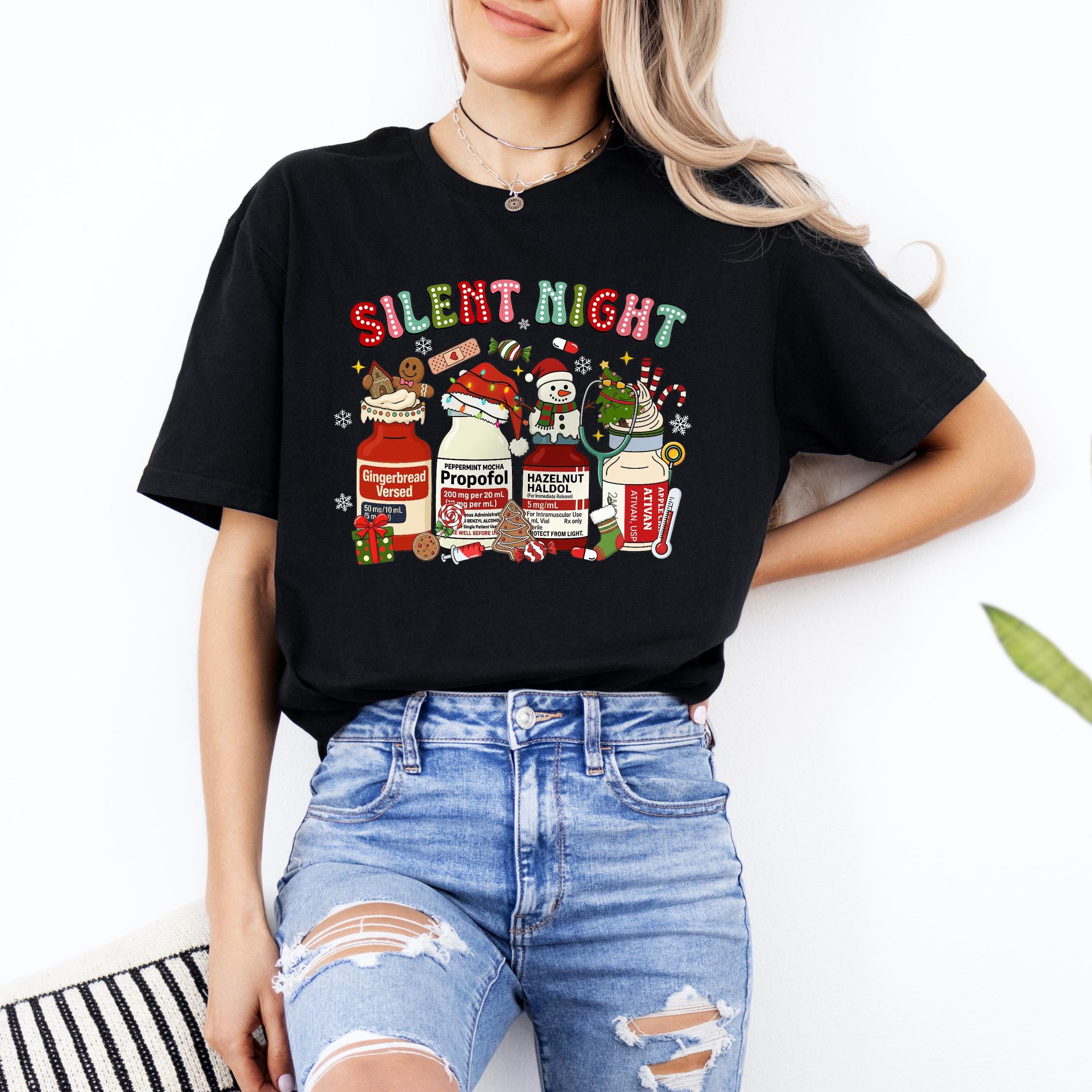 Silent Night ICU Nurse Christmas Sweatshirt – Medical Holiday Shirt