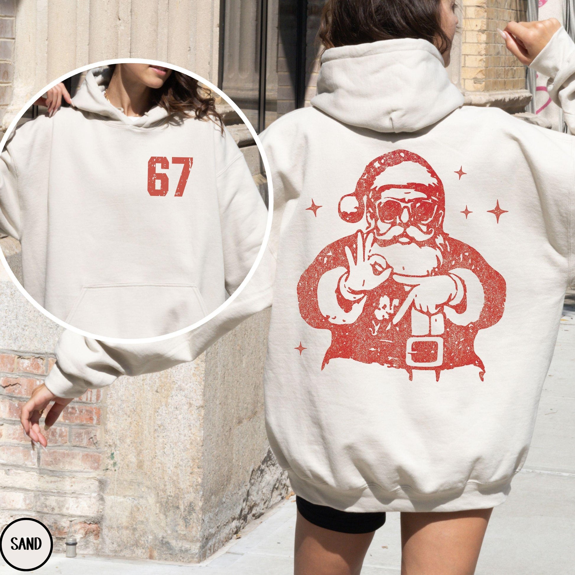 Six Seven Santa Hoodie – Retro 67 Christmas Sweatshirt, Number Meme Holiday Shirt