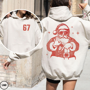 Six Seven Santa Hoodie – Retro 67 Christmas Sweatshirt, Number Meme Holiday Shirt