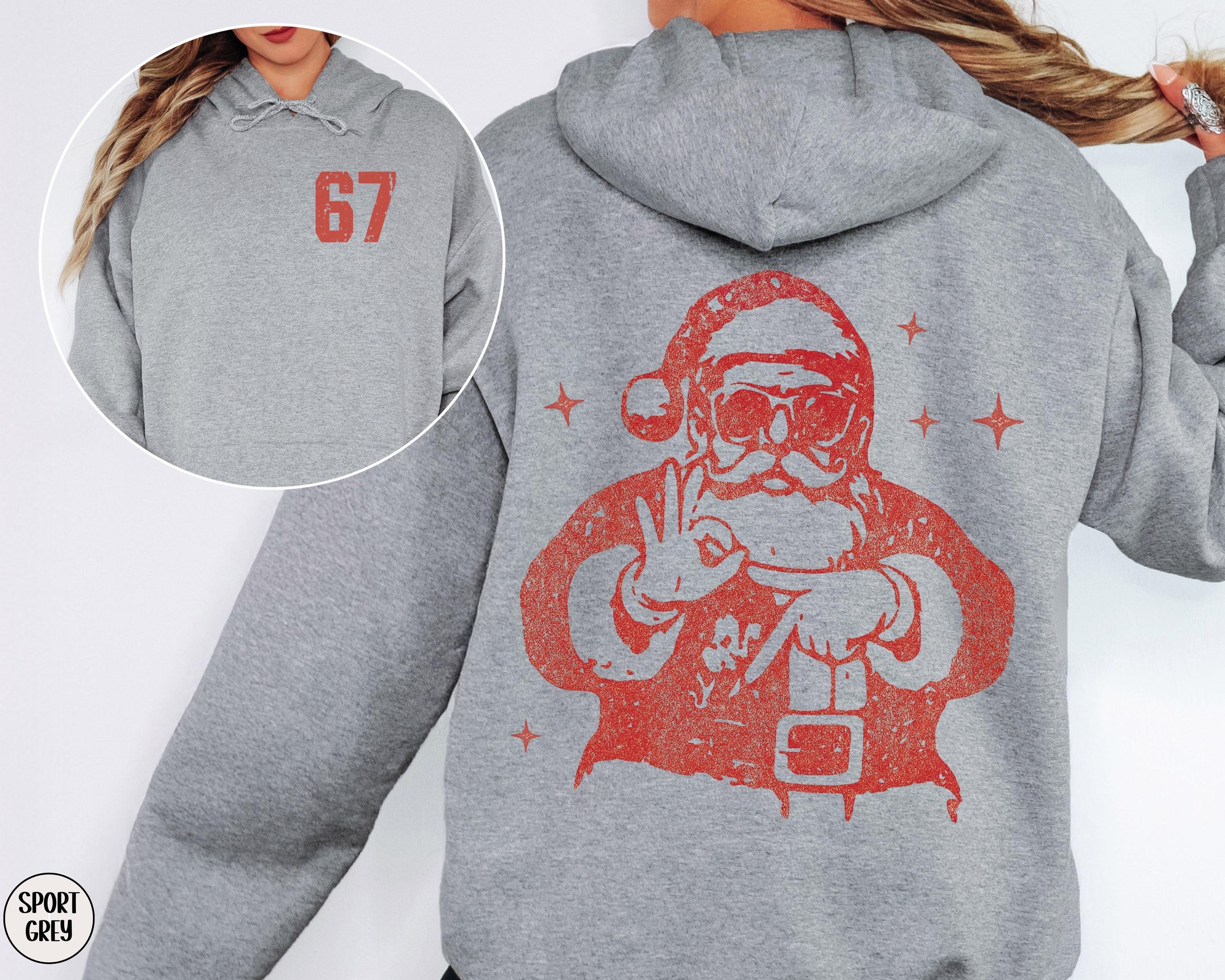 Six Seven Santa Hoodie – Retro 67 Christmas Sweatshirt, Number Meme Holiday Shirt