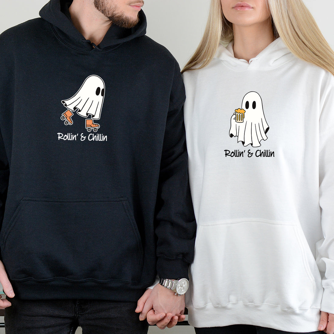 Skate & Beer Ghost Matching Hoodies For Couples