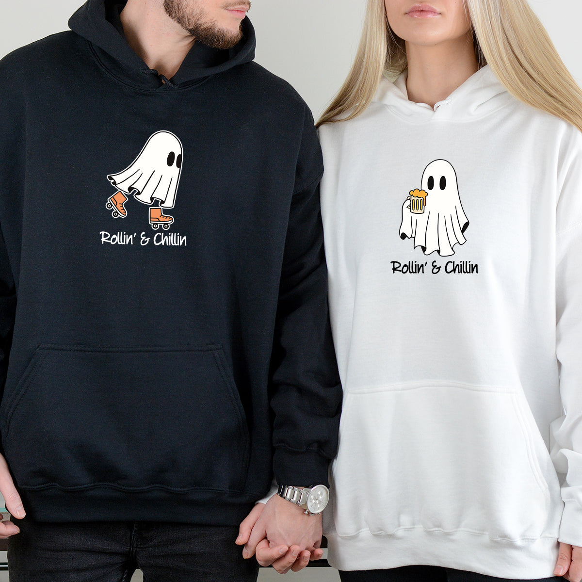 Skate & Beer Ghost Matching Hoodies For Couples