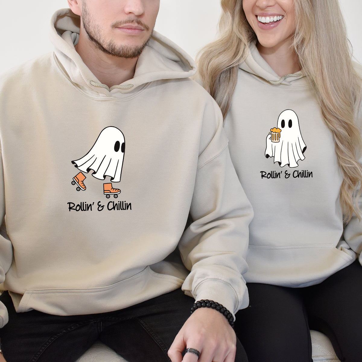 Skate & Beer Ghost Matching Hoodies For Couples