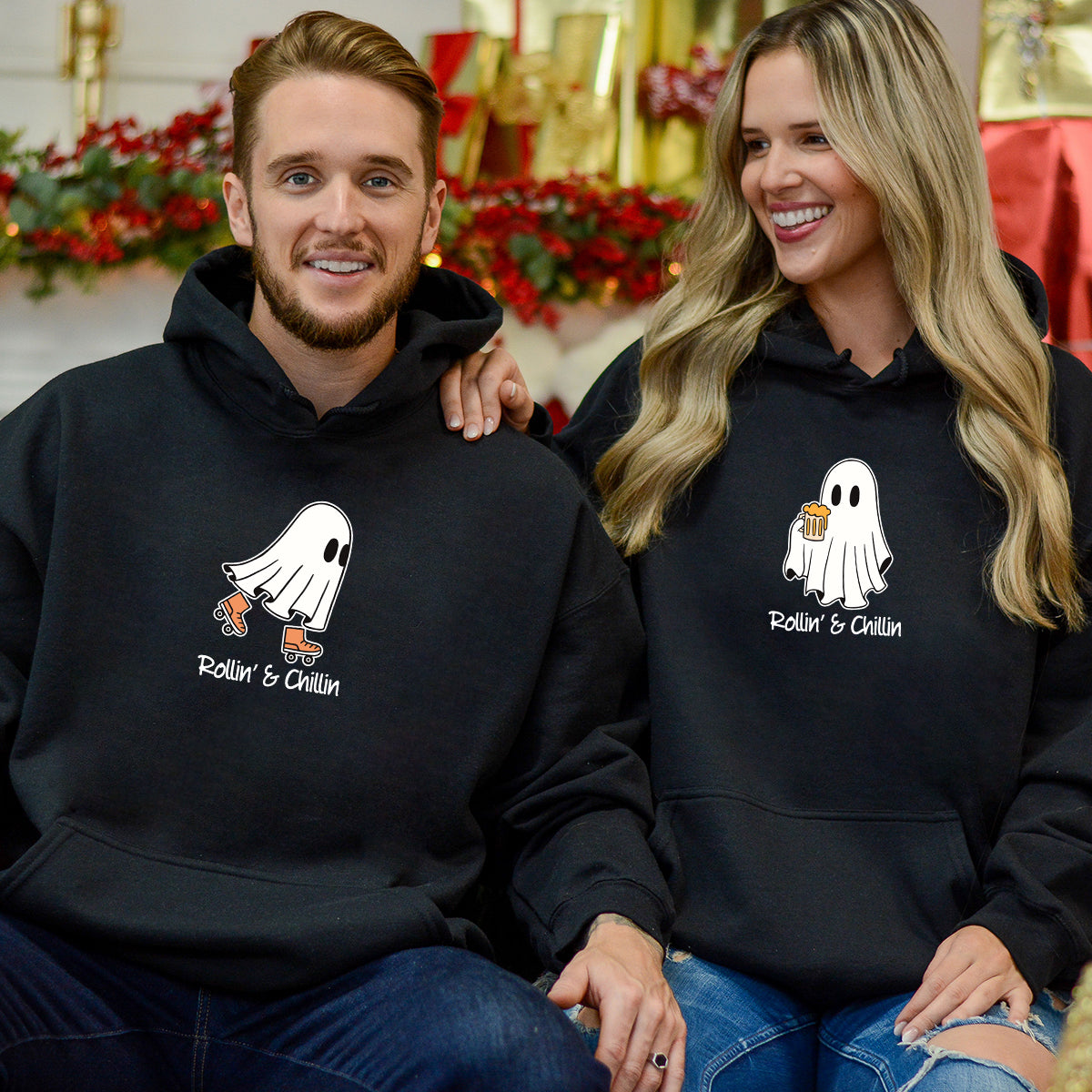 Skate & Beer Ghost Matching Hoodies For Couples