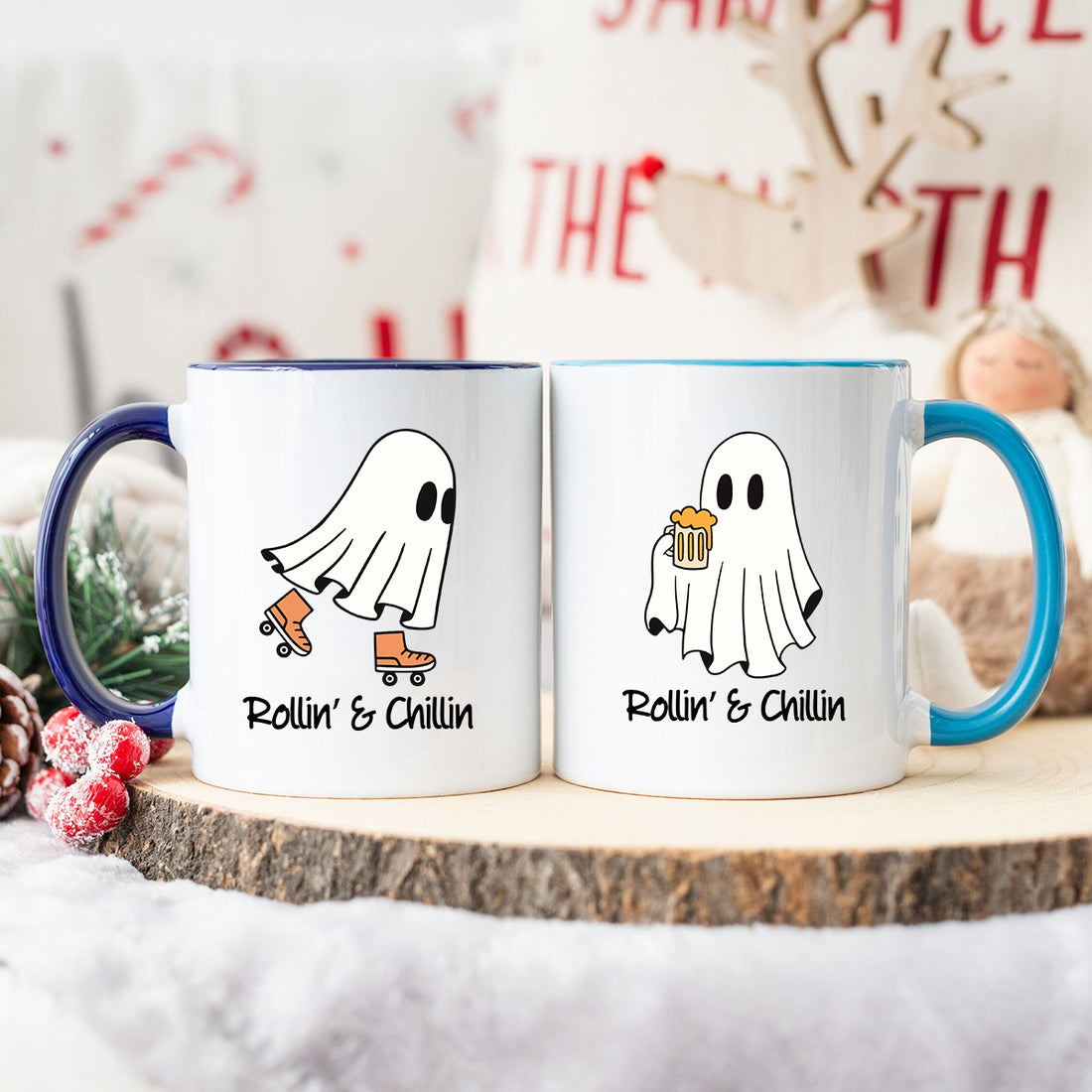 Skate & Beer Ghost Matching Mugs For Couples