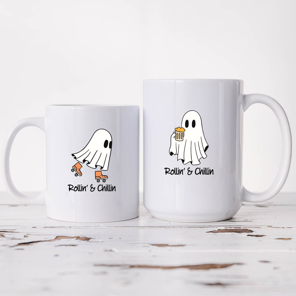 Skate & Beer Ghost Matching Mugs For Couples