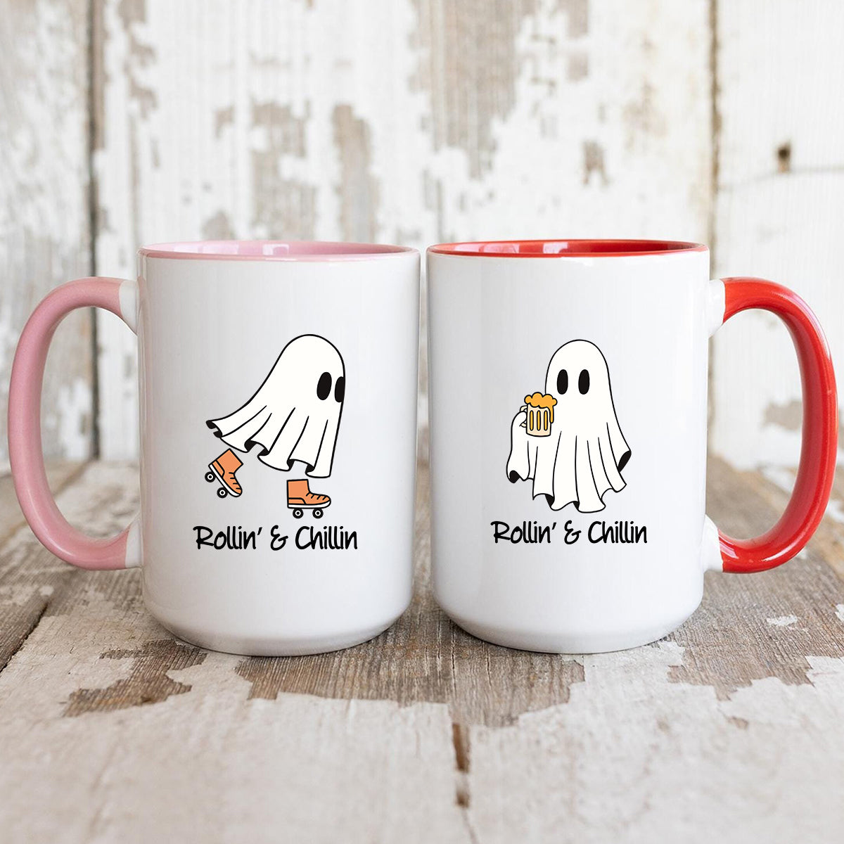 Skate & Beer Ghost Matching Mugs For Couples