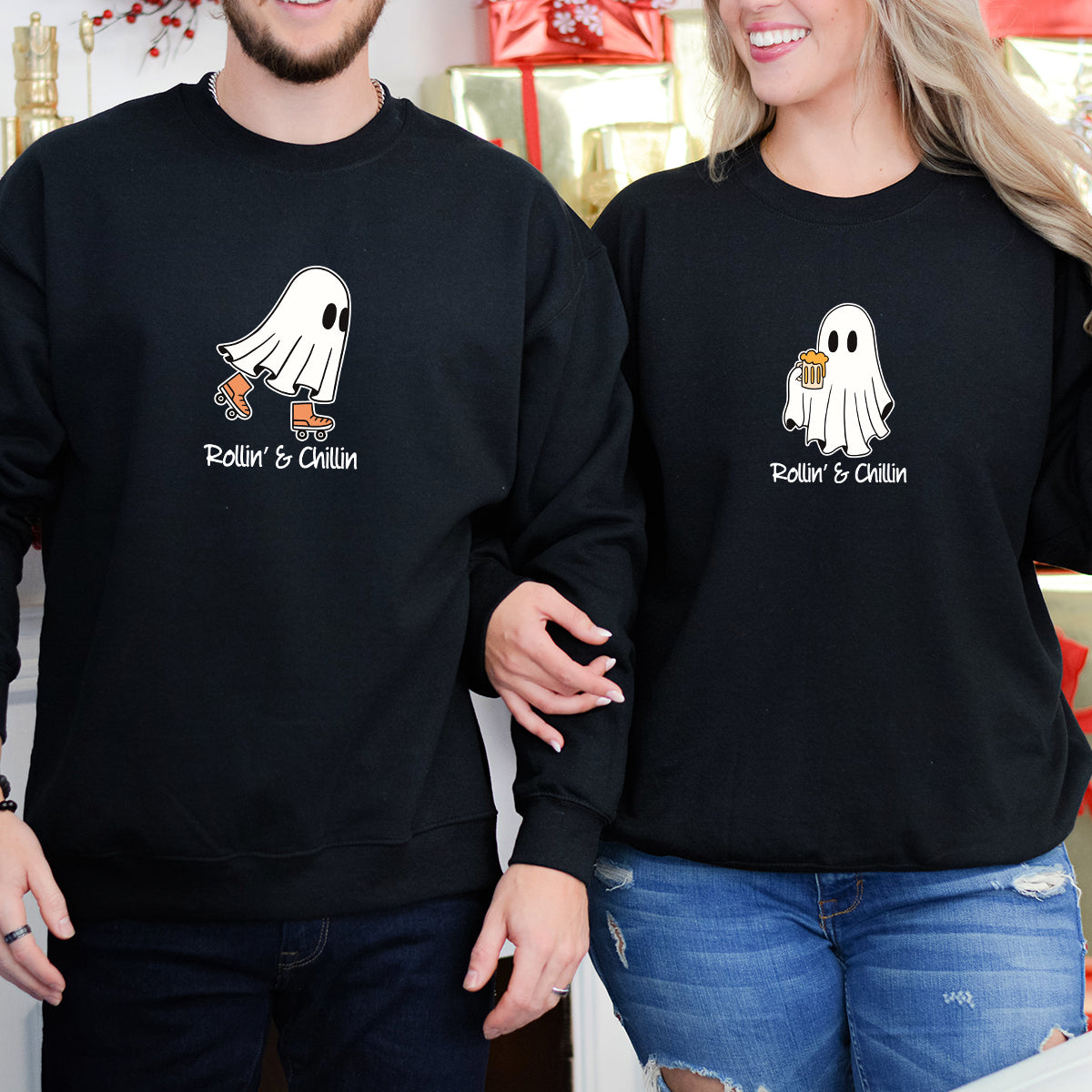Skate & Beer Ghost Matching Hoodies For Couples