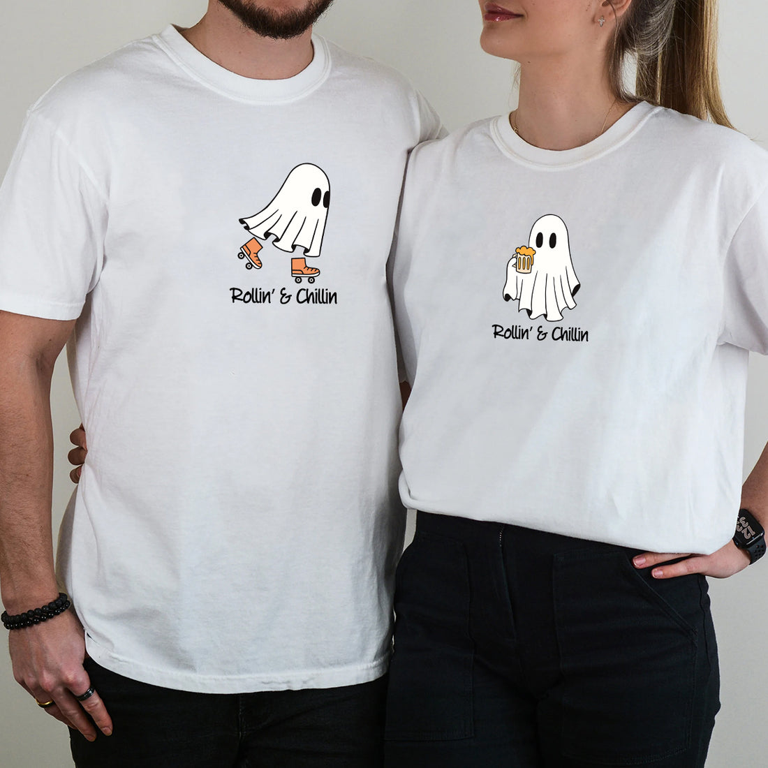 Skate & Beer Ghost Matching T-Shirts For Couples
