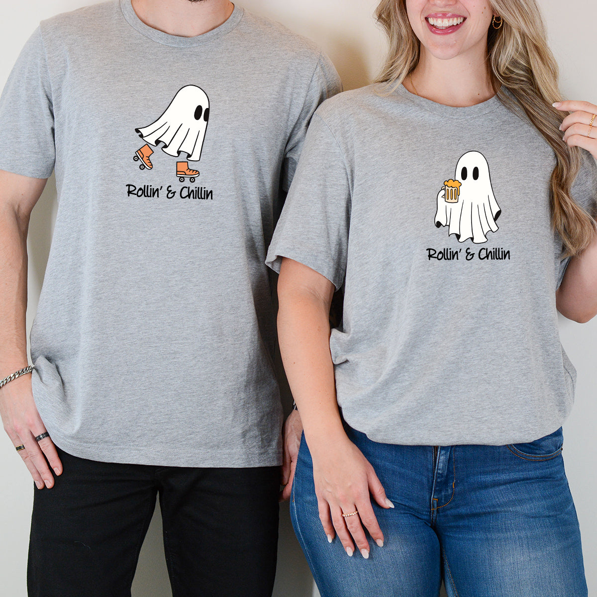 Skate & Beer Ghost Matching T-Shirts For Couples