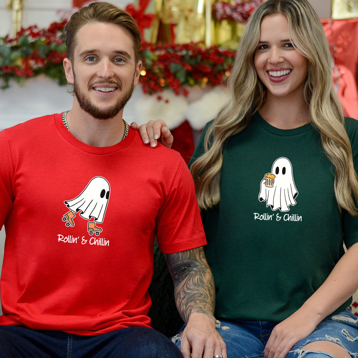 Skate & Beer Ghost Matching T-Shirts For Couples