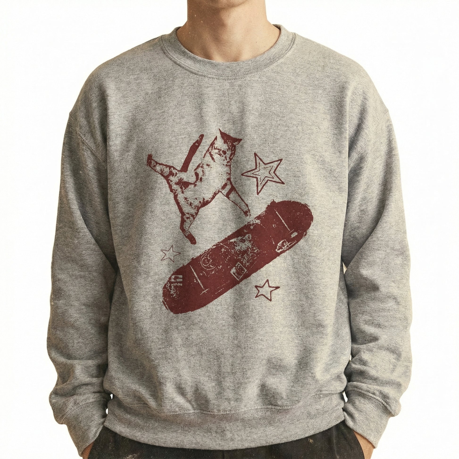 Skateboard Cat Y2K Graphic T-Shirt – 90s Aesthetic Vintage Kitten Tee – Retro Grunge Coquette