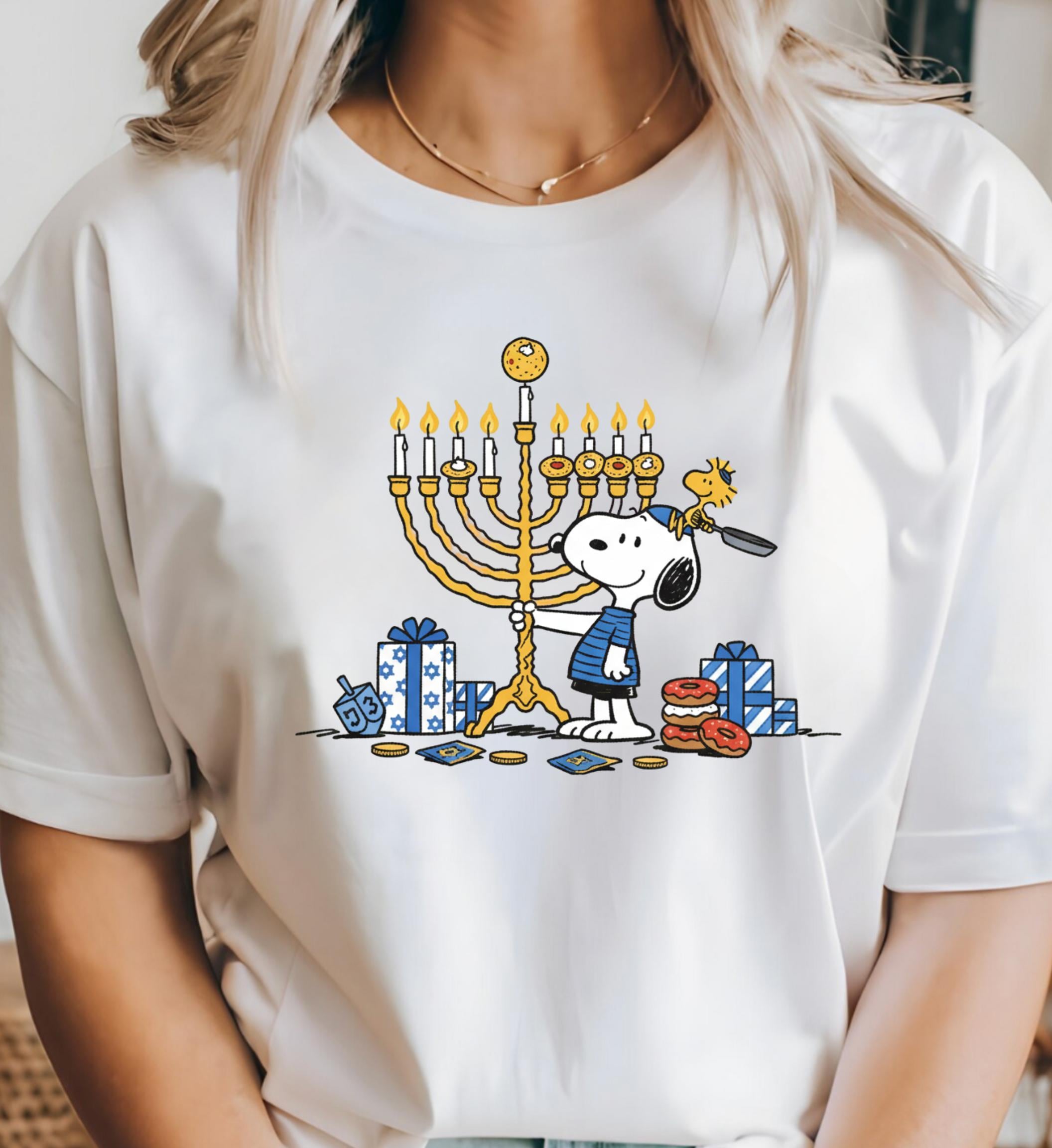 Vintage Jewish Holiday T-Shirt – Cartoon Dog Hanukkah Festive Graphic Tee